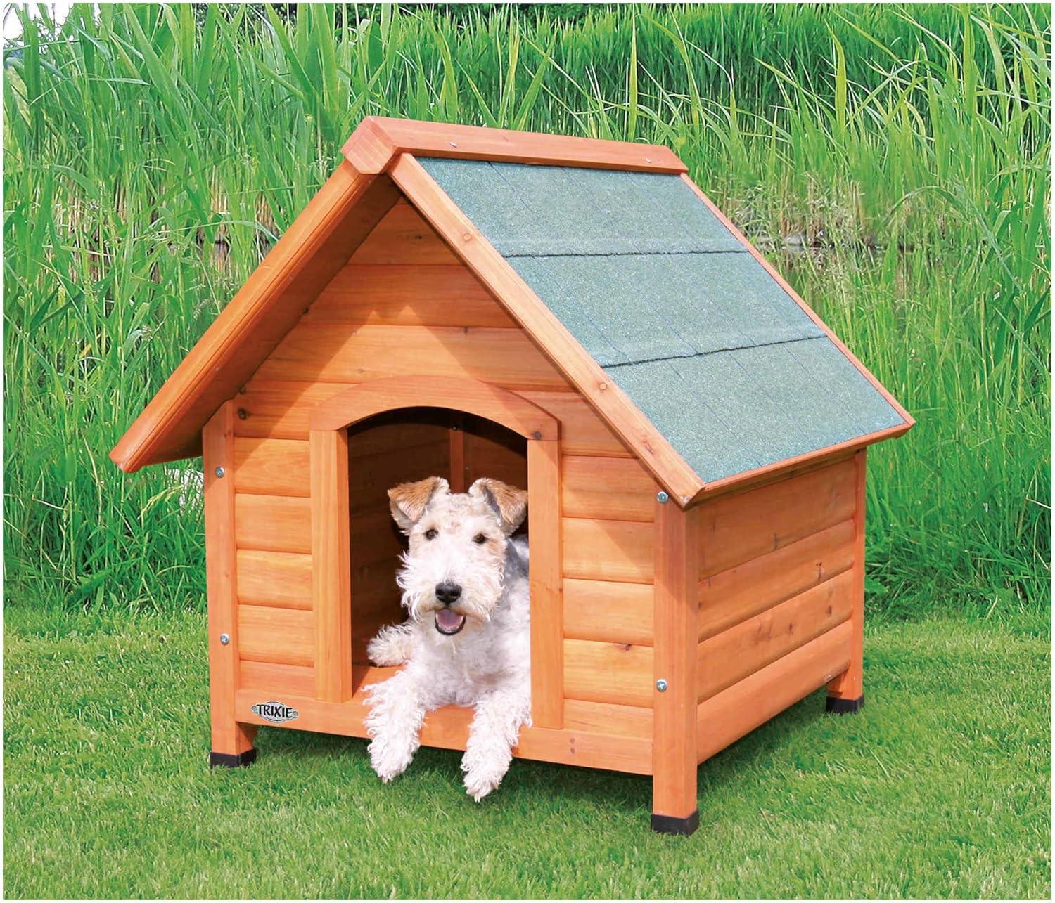 TRIXIE Cottage Weatherproof Outdoor Wooden Dog House Raised Floor for Small Dogs, Brown