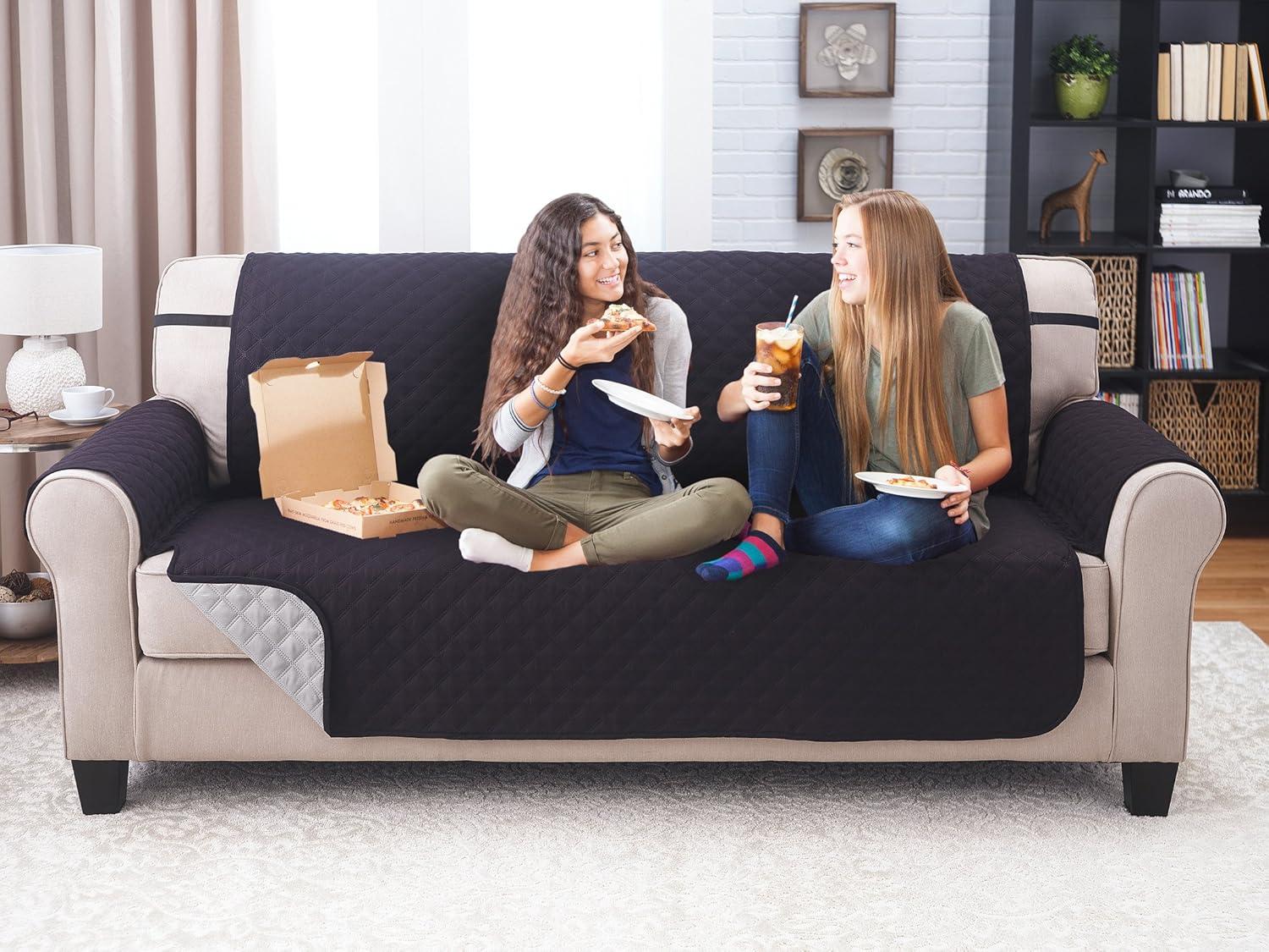 Sofa Cover - Furniture Protector - Shield & Protects from Dogs, Cats, Pets, Kids, Stains - Reversible, Easy Wash & Dry - Chocolate & Tan - 110" W x 75" L