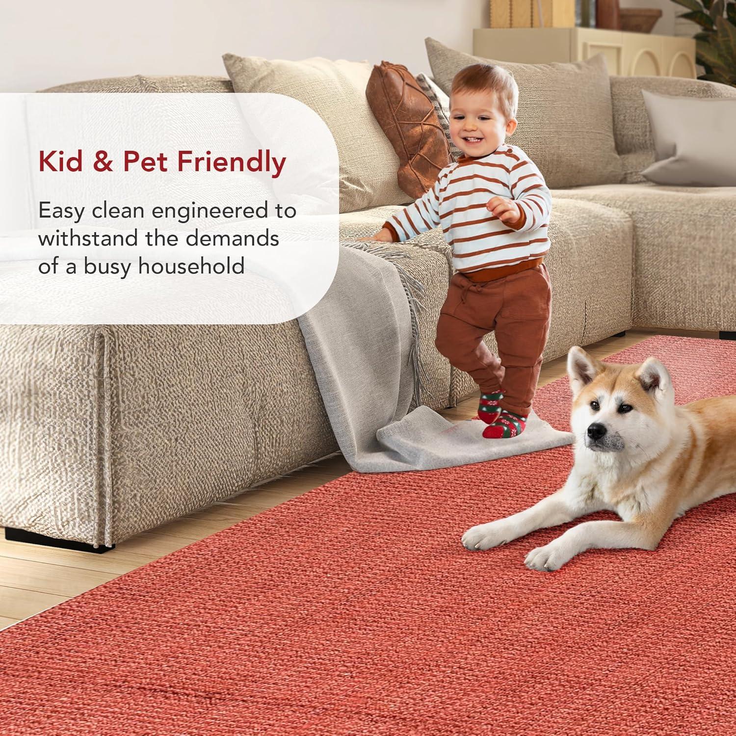 Nuloom 5x8 Daniela Jute Tassel Hand Woven Indoor Area Rug, Brick, Solid Chunky Farmhouse Design, Natural Fiber BedroomLiving Room