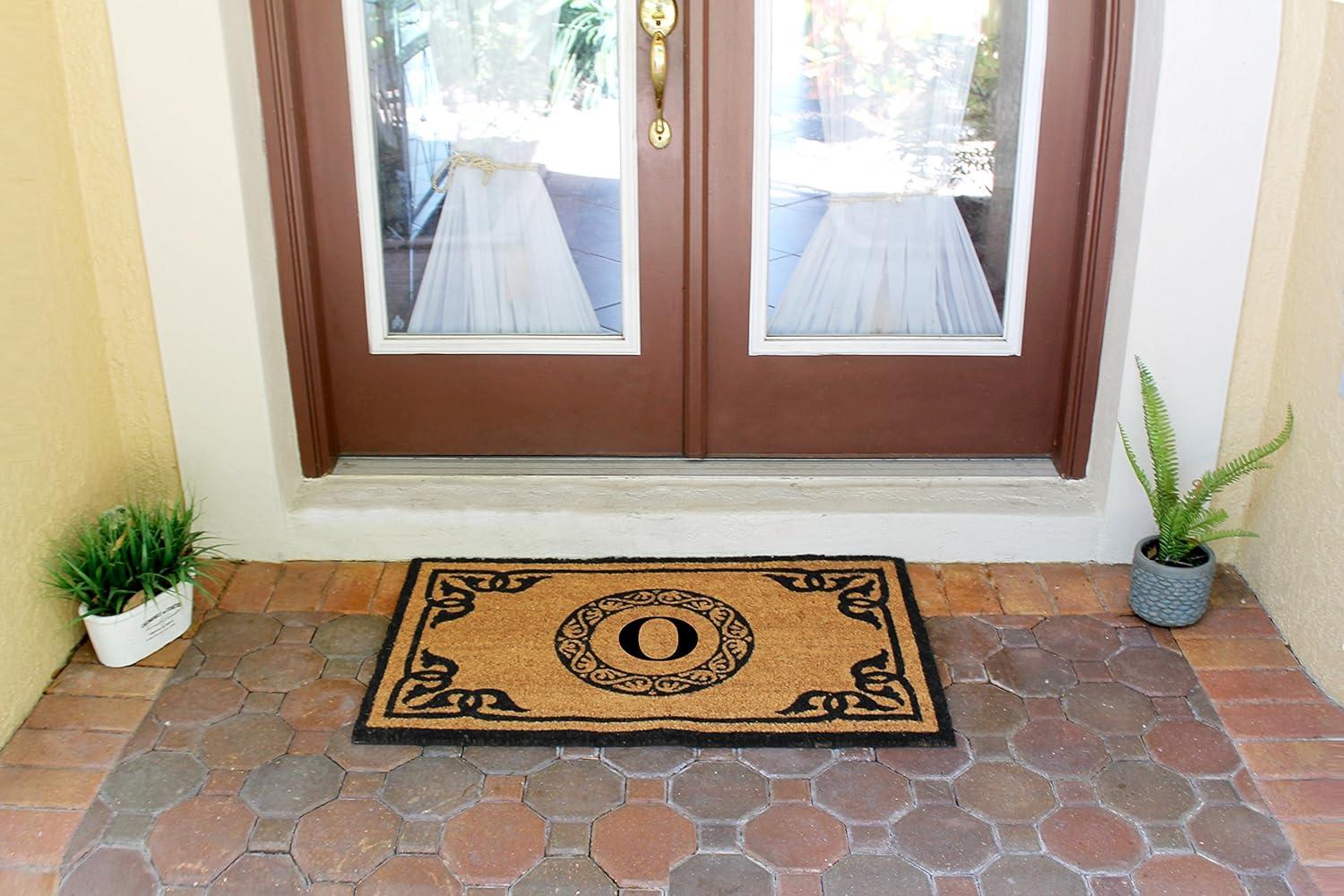 A1HC First Impression Hand Crafted by Artisans Geneva Monogrammed Entry Doormat, 24"X39" O