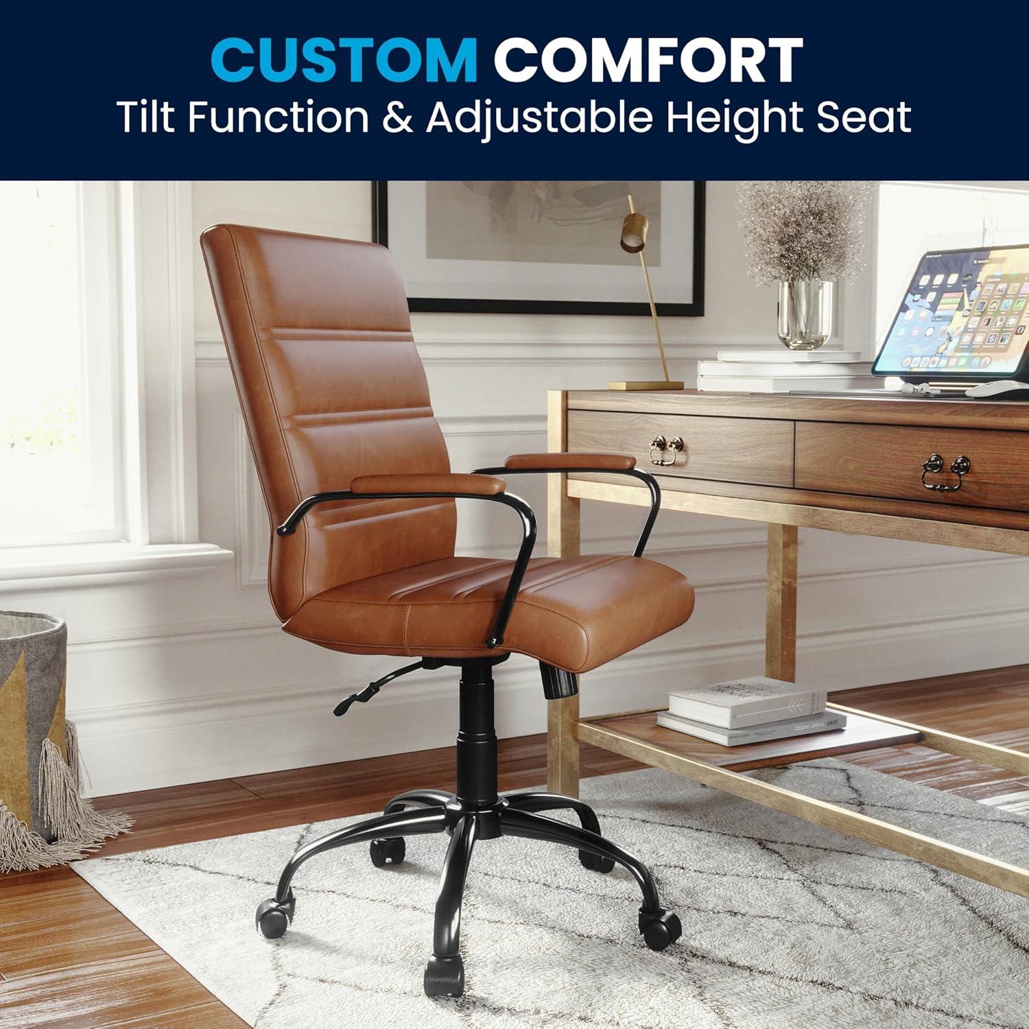 Mid-Back Executive Swivel Office Chair with Metal Frame and Arms