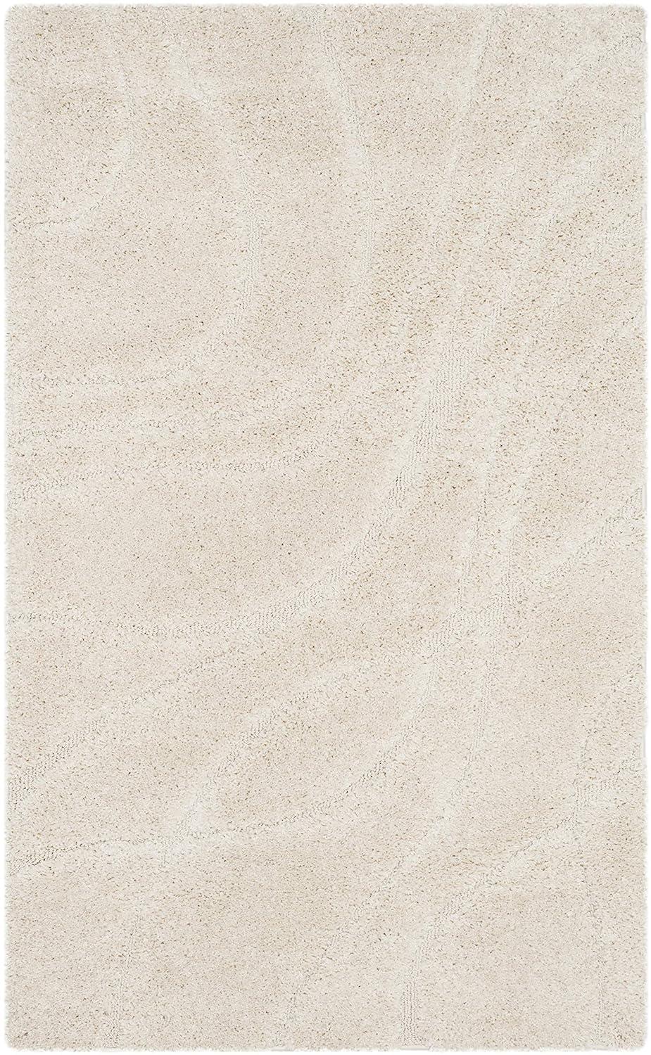 Florida Shag SG471 Power Loomed Indoor Accent Rug - Creme/Creme - 3'3"x5'3" - Safavieh