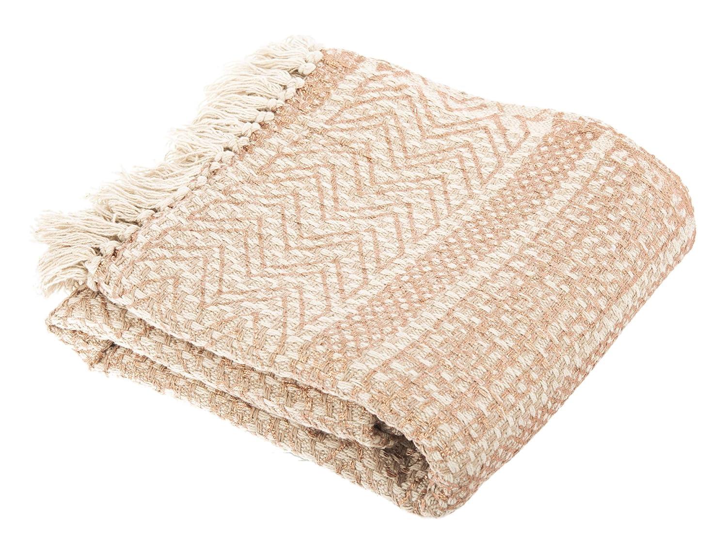 Becks Fringe Throw Blanket - Beige/Pink - 50" x 60" - Safavieh .