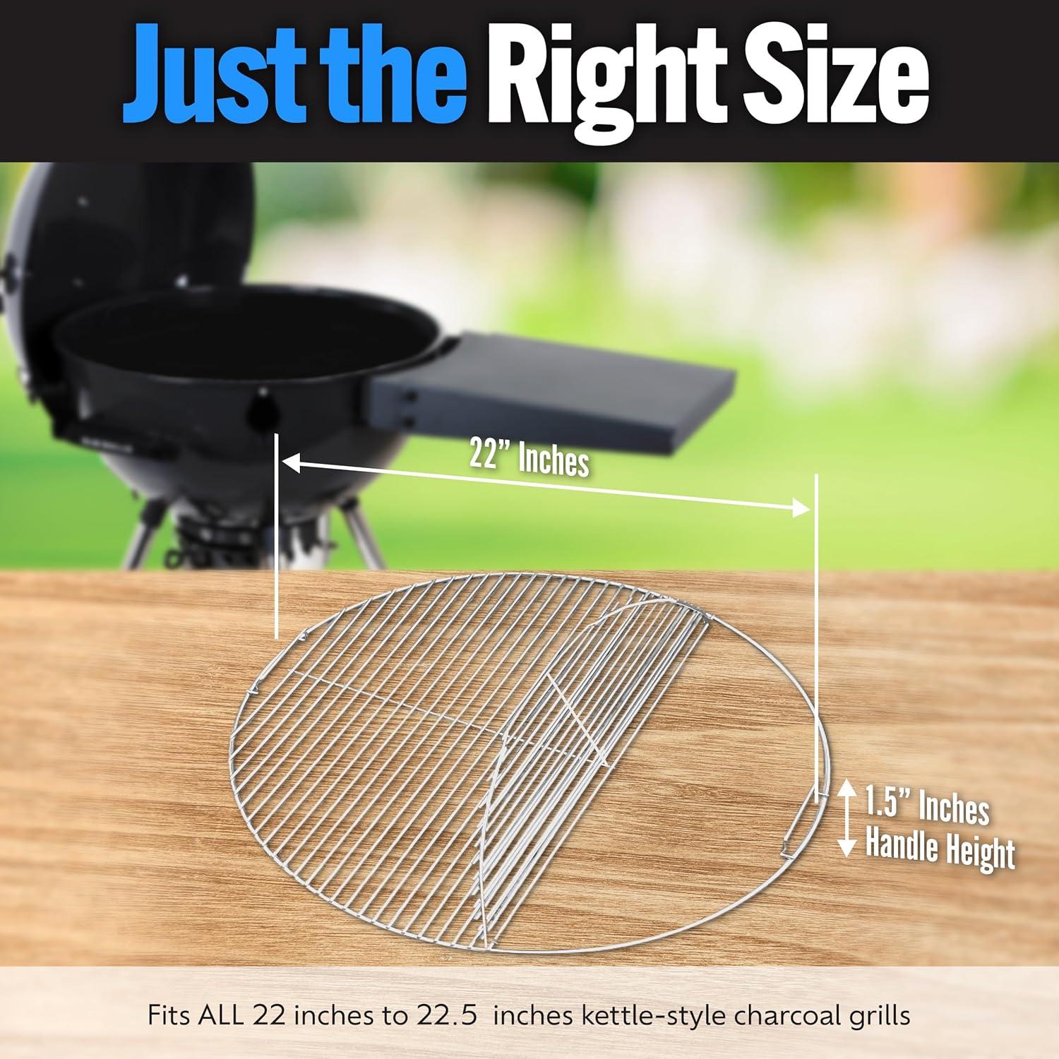 Elevated Cooking Grill Grate by SnS Grills - 304 Stainless Steel, Fits 22" & 26" EasySpin™ and Weber Grill Grates