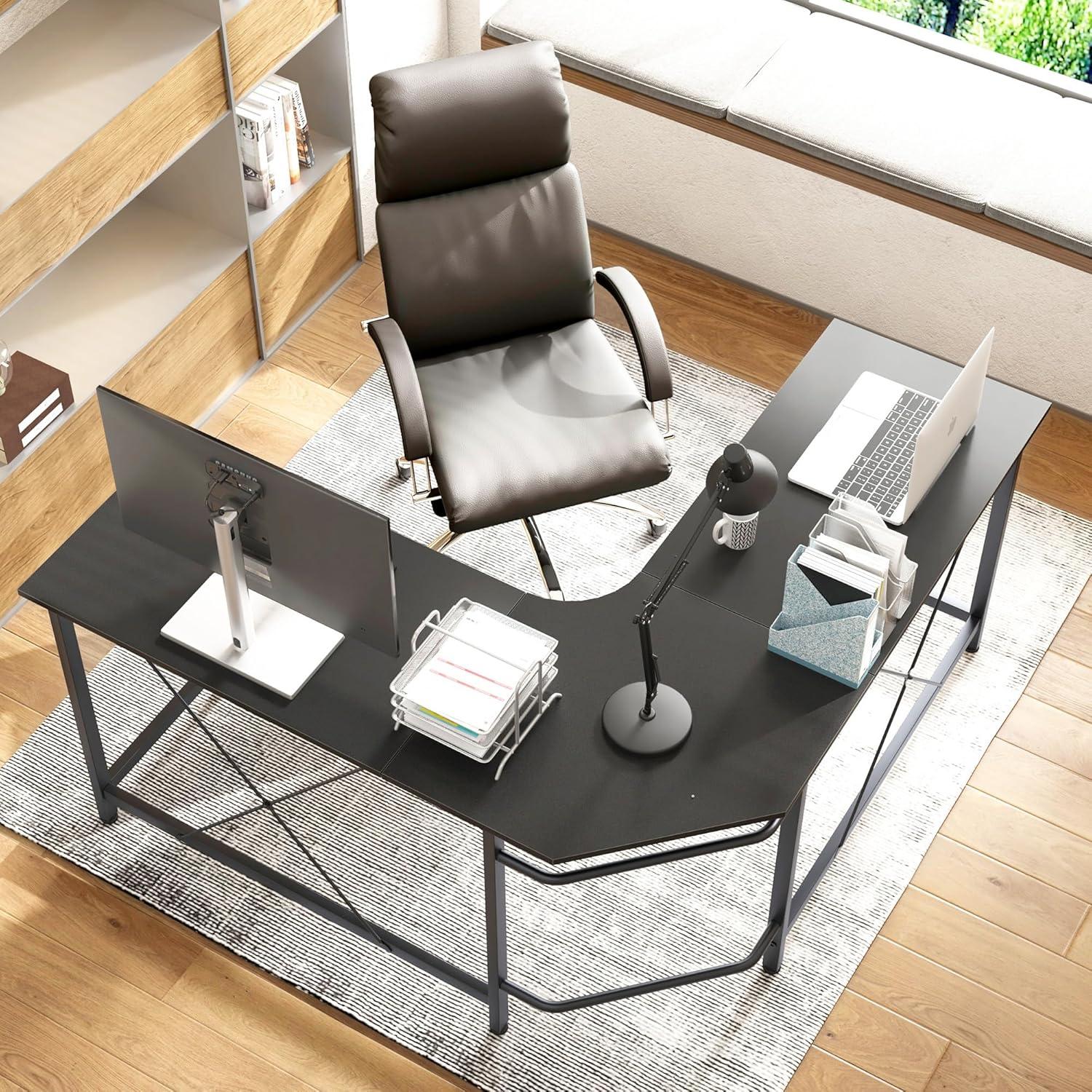 soges L Shaped Desk, 59inch L Desk Computer Corner Desk, Gaming Desk, Home Office Writing Desk, Space-Saving Workstation Desk, Rustic Brown