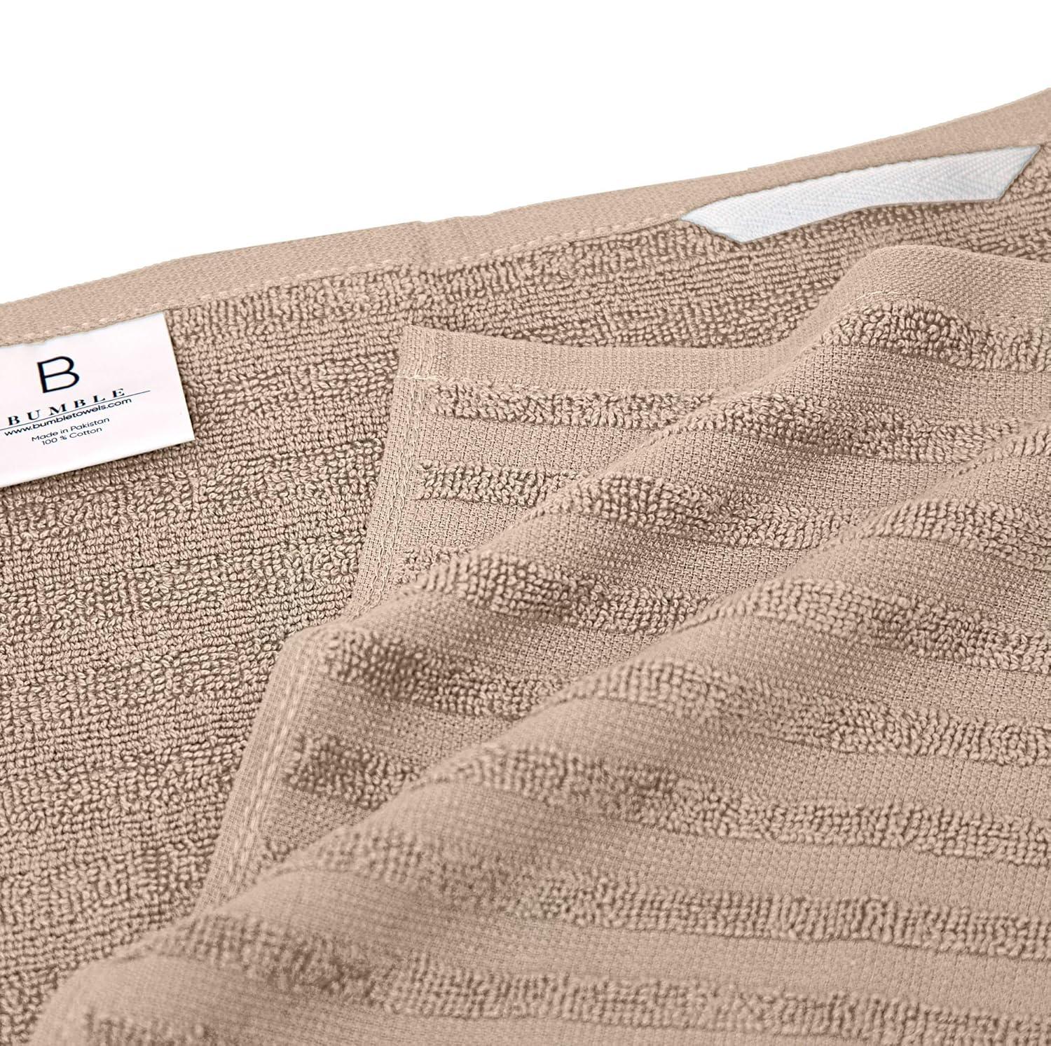 Bumble Towels Premium Kitchen Towels (20”x 28”, 6pc Pack) – Large Cotton Kitchen Hand Towels – Flat & Terry Towel – Highly Absorbent Tea Towels Set with Hanging Loop (Tan)