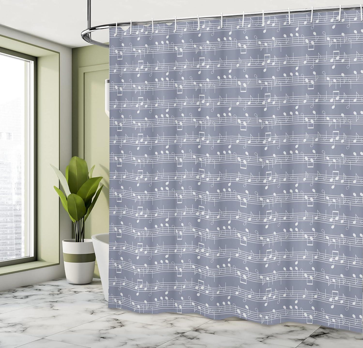 Ambesonne Grey Shower Curtain, Piano Jazz Melody Music, 69"Wx70"L, Pale Lavender