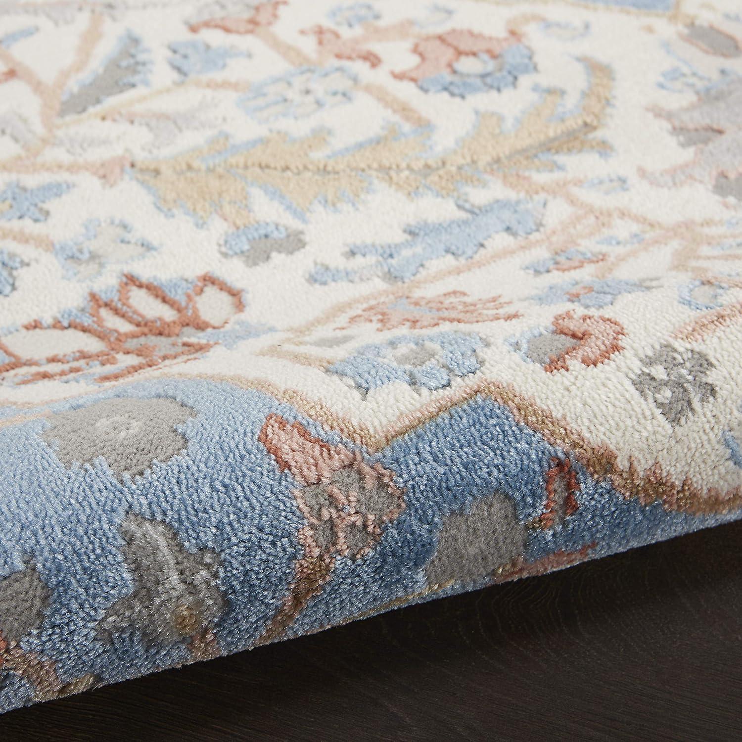 Nourison Elation Floral Medallion Indoor Rug Ivory Blue 7'10" x 9'10"
