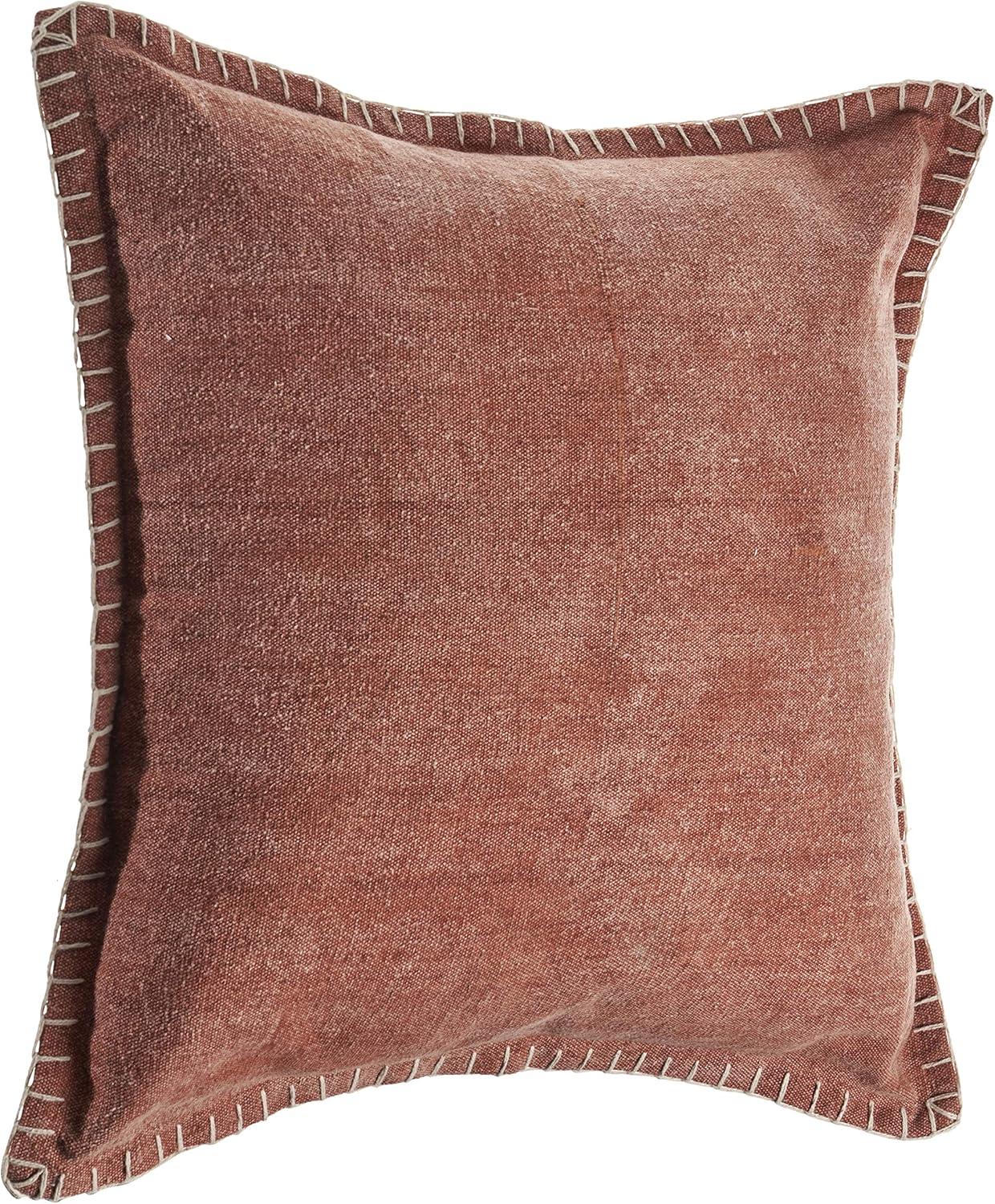 Ox Bay Embroidery Edges Throw Pillow, Brown, 24 in. Square, Count per Pack 1