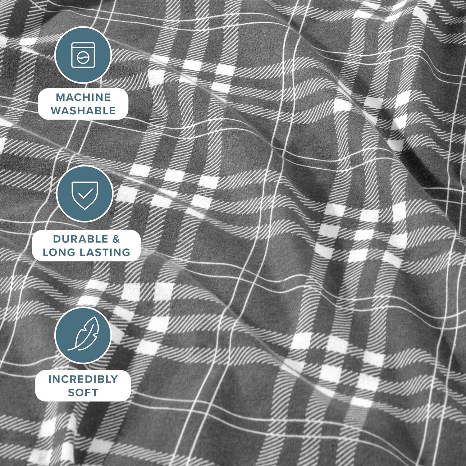 Bare Home Flannel Machine Woven Plaid Sheet Set