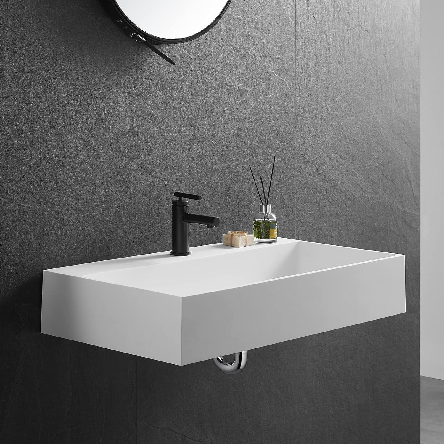 Serene Valley 18.9'' Solid Surface Square Bathroom Sink