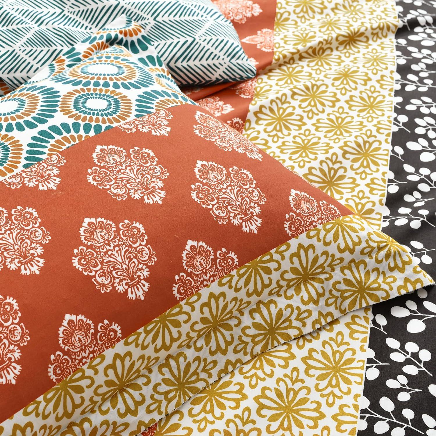 Lush Decor Bohemian Stripe Duvet Cover - Fuchsia/Orange - Full/Queen