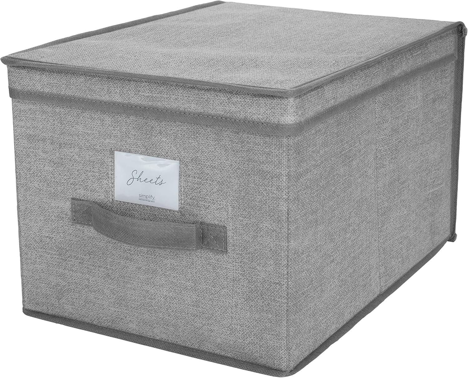 Large Gray Foldable Polypropylene Storage Bin with Lid