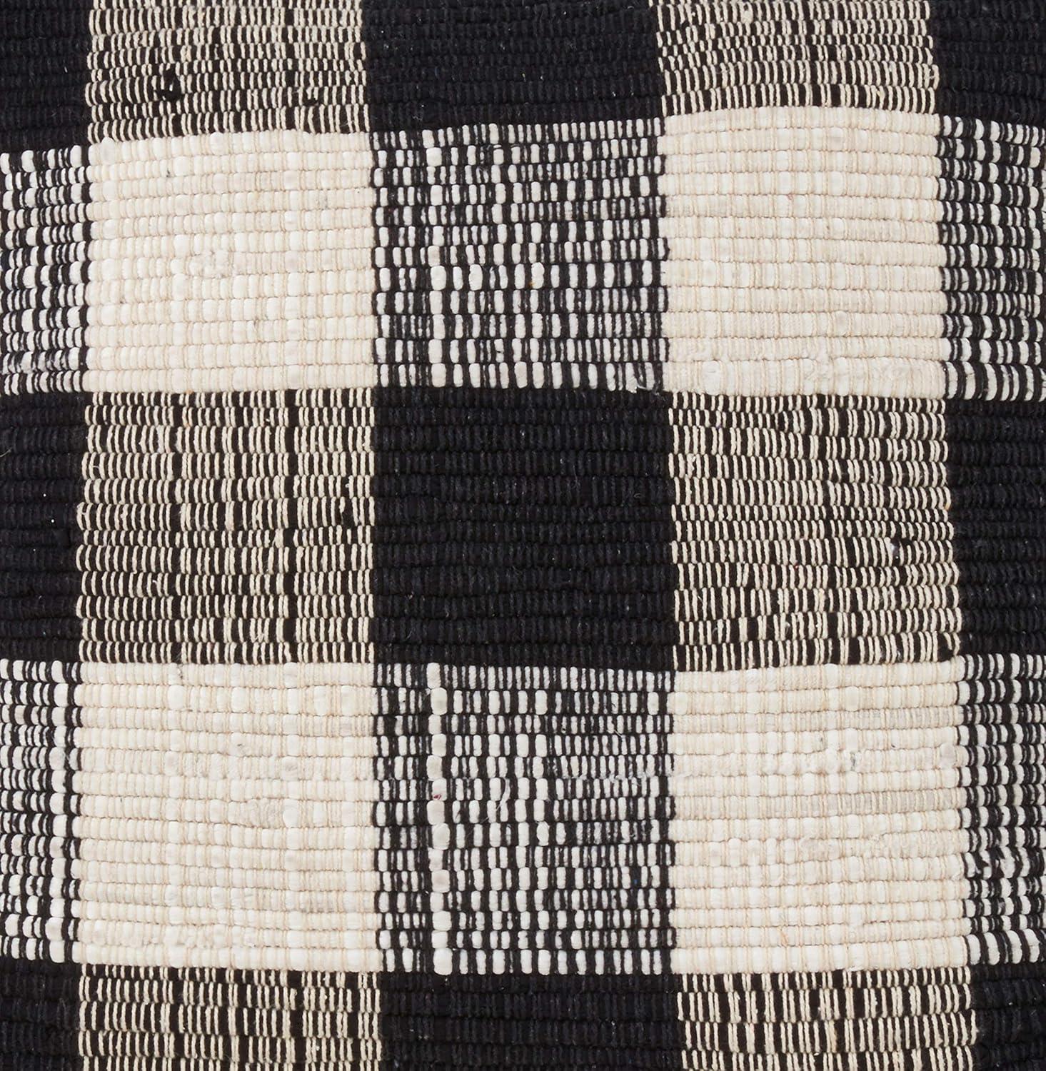 Black and White Cotton Buffalo Plaid Euro Pillow Cover