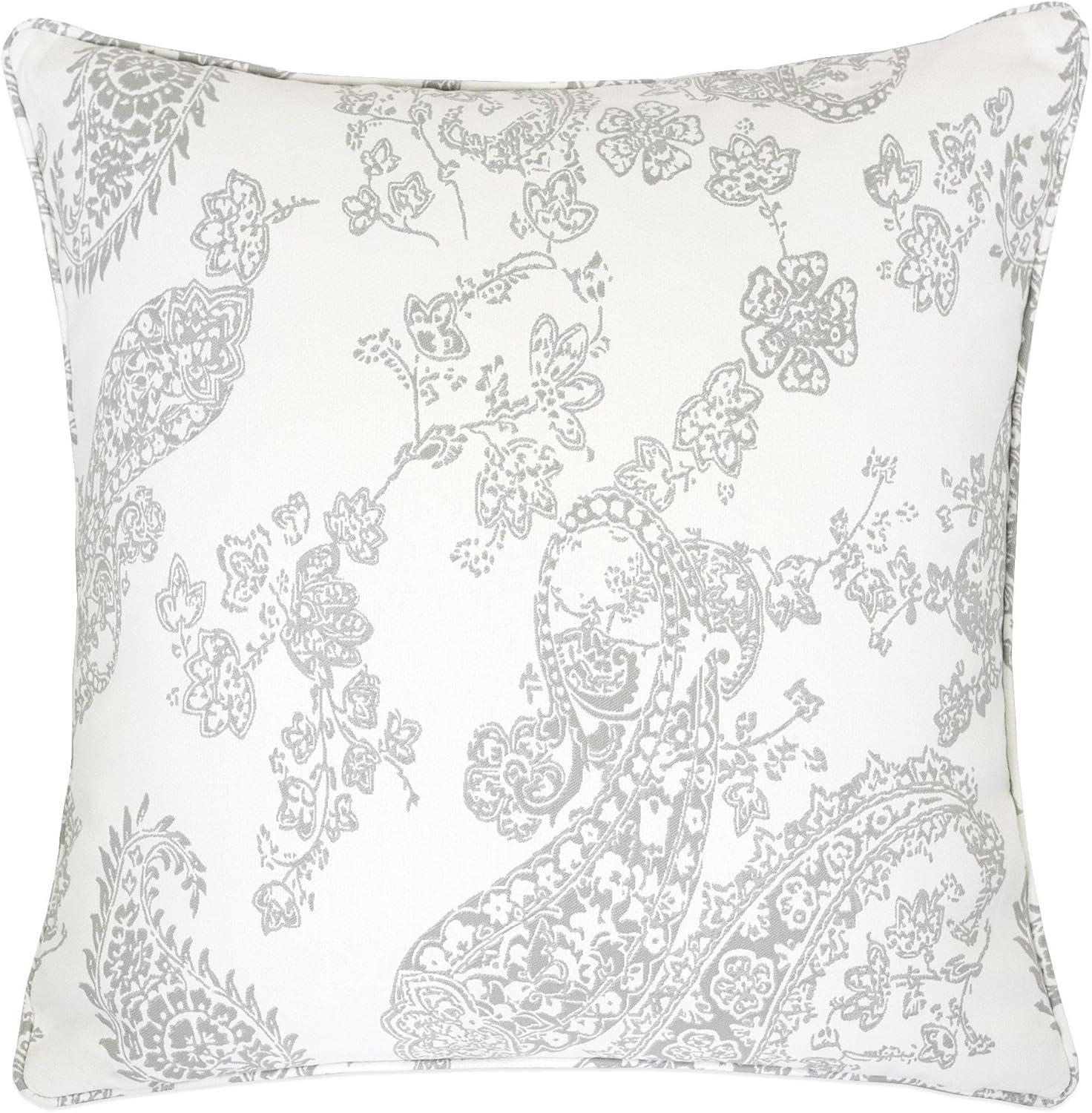 Ella 20" Square Cream Gray Polyester Throw Pillow