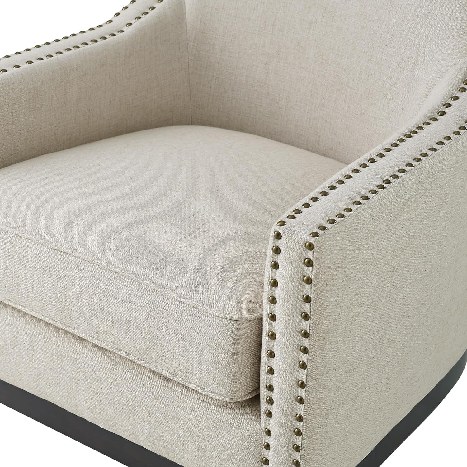 Steve Silver Roswell Beige Linen Accent Chair with Nailhead Trim