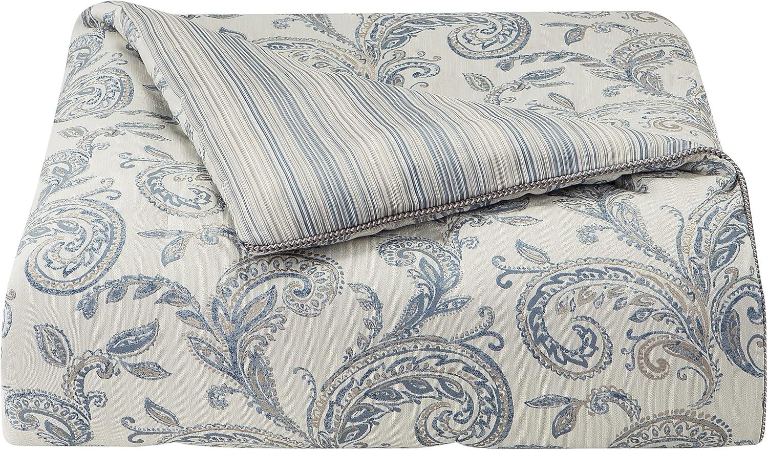 Blue and Gray Paisley California King Comforter Set