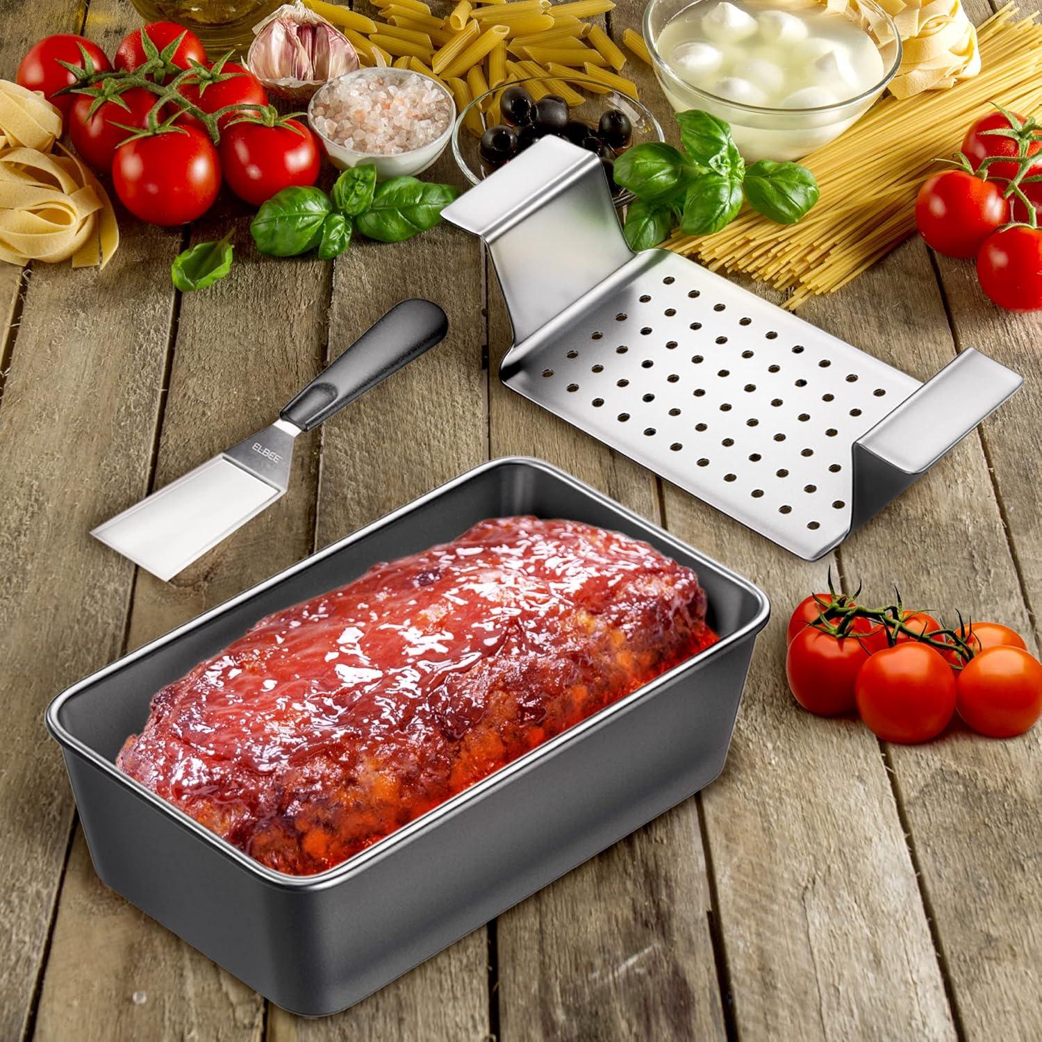 Elbee Non-Stick Carbon Steel Meatloaf Pan with Perforated Tray