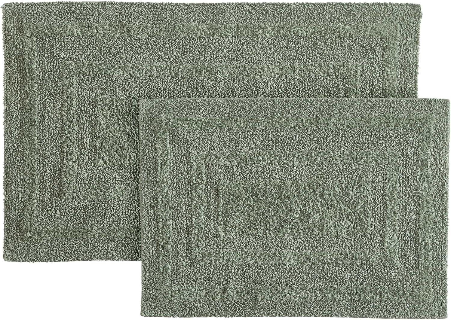 Logan Olive Green Cotton Reversible 2-Piece Bath Rug Set