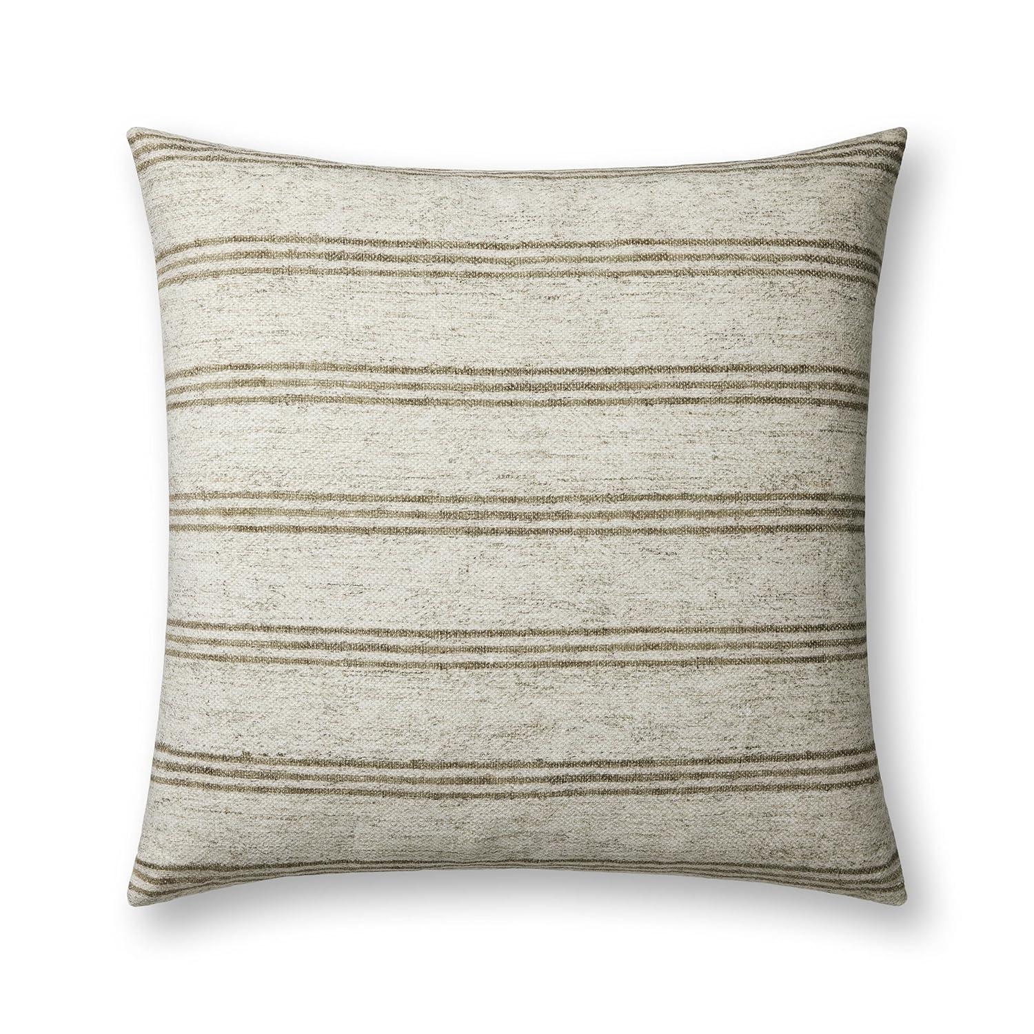 Zephyr Pillow by Amber Lewis x Loloi - Ivory and Olive / 22" x 22" / Down