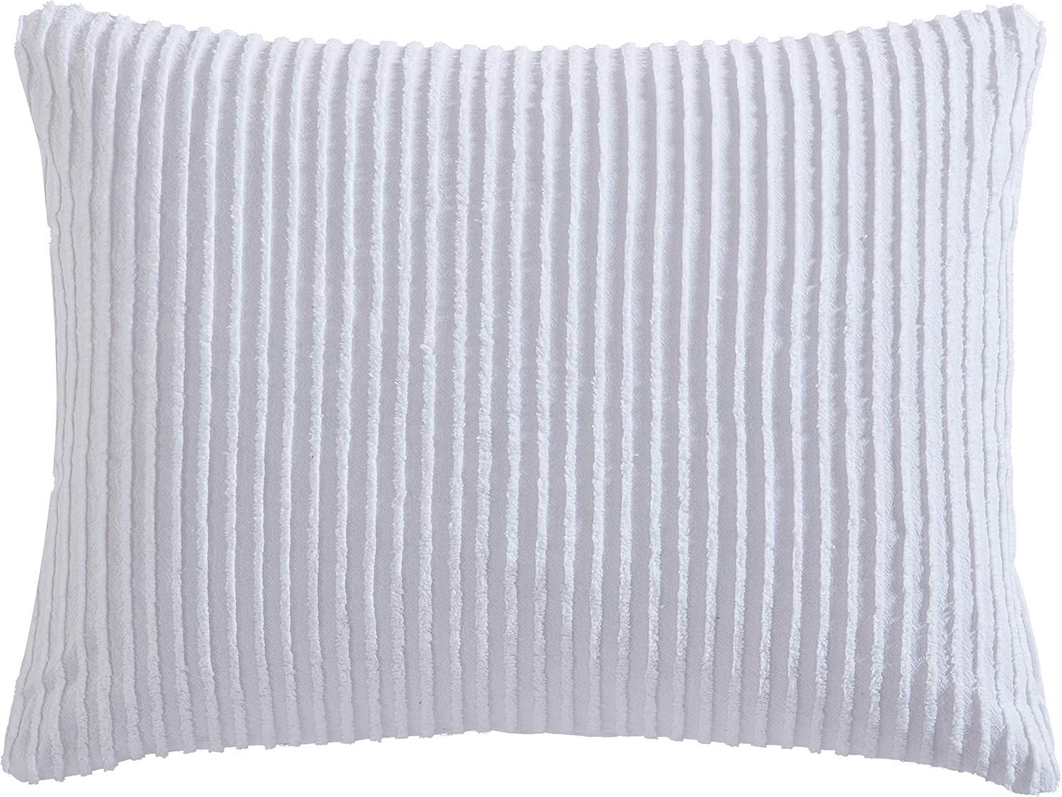 White Cotton Channel Chenille Standard Pillow Sham