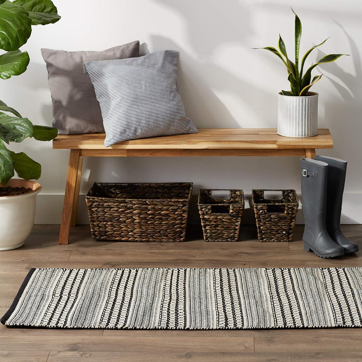 Design Imports Modern Dobby Stripe - Black - 2 Ft 6 In X 6 Ft