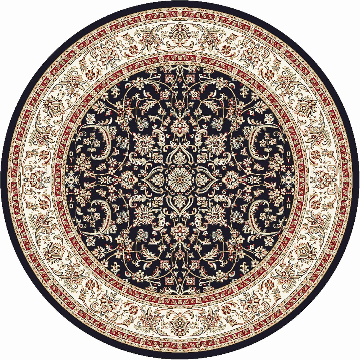 Radici Usa Noble Area Rug 1318 Traditional Black Bordered Medallion 5' 3" x 5' 3" Round