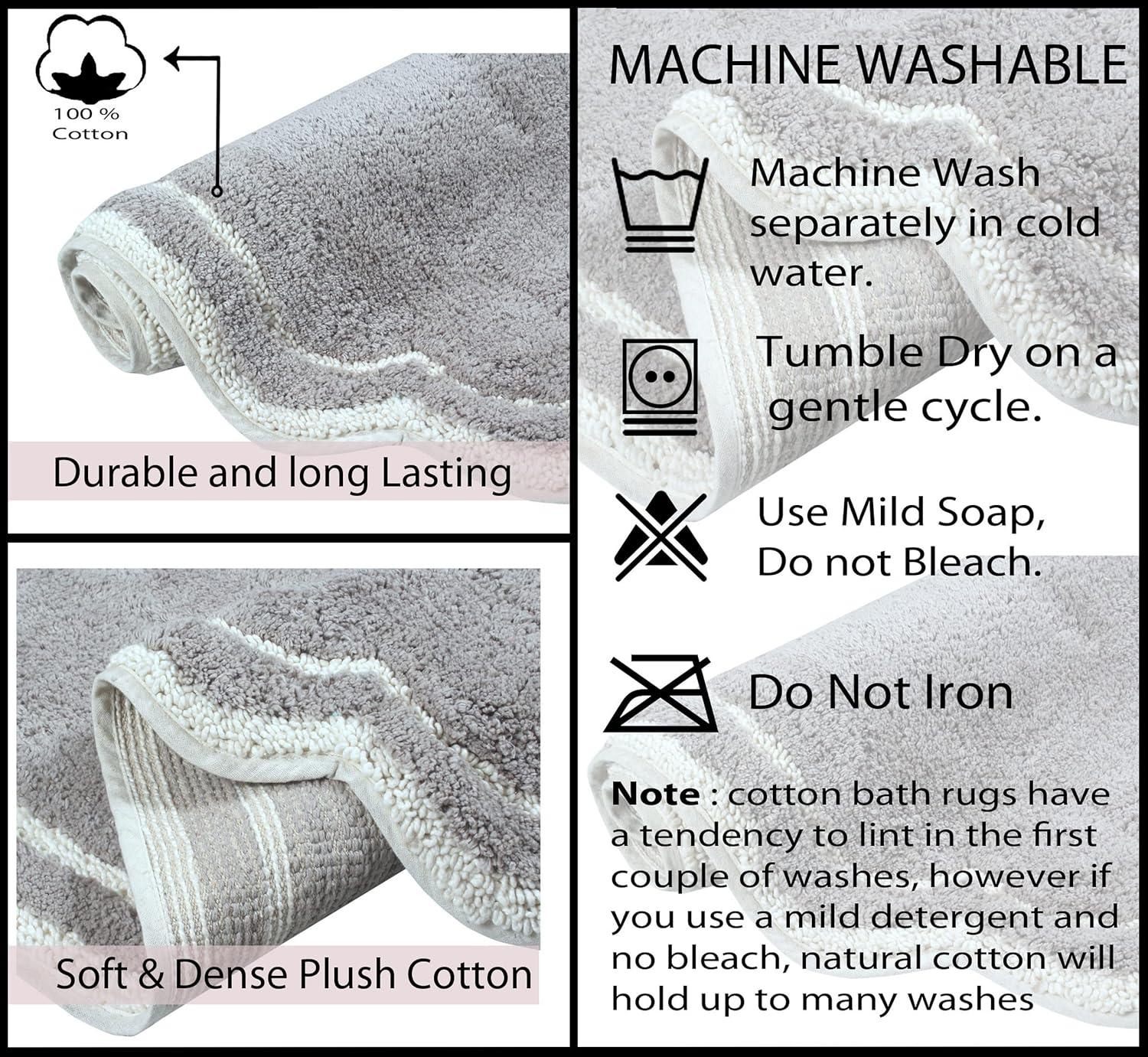 Home Weavers Allure Collection Bathroom Rug 100% Cotton Tufted Bathroom Rug, Soft and Absorbent Bath Rugs, Non-Slip Bath Carpet, Machine Wash Dry Bath Mats for Bathroom Floor- 21"x34" Bath Rug, Gray
