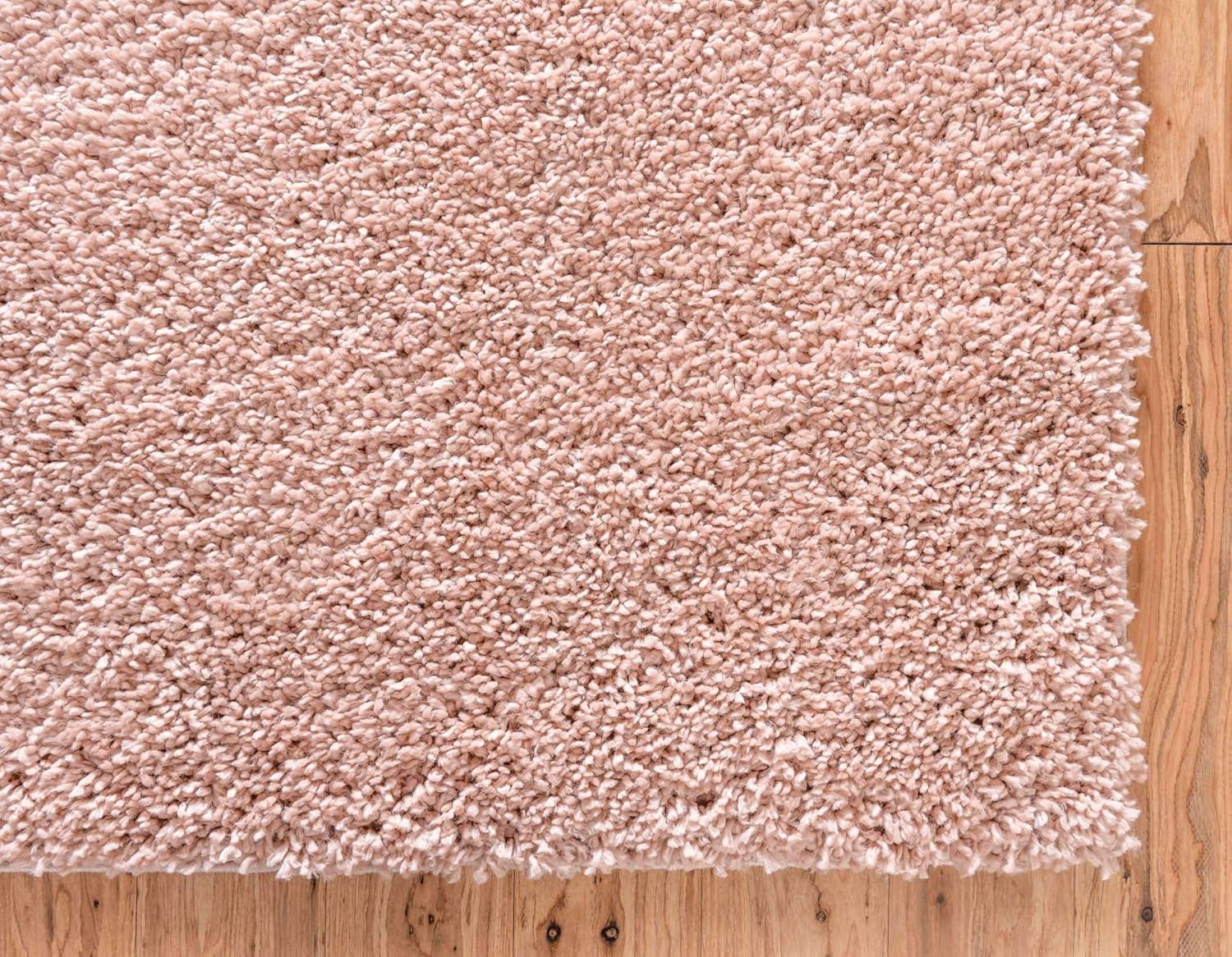 Dusty Rose Rectangular Shag 4' x 6' Synthetic Area Rug