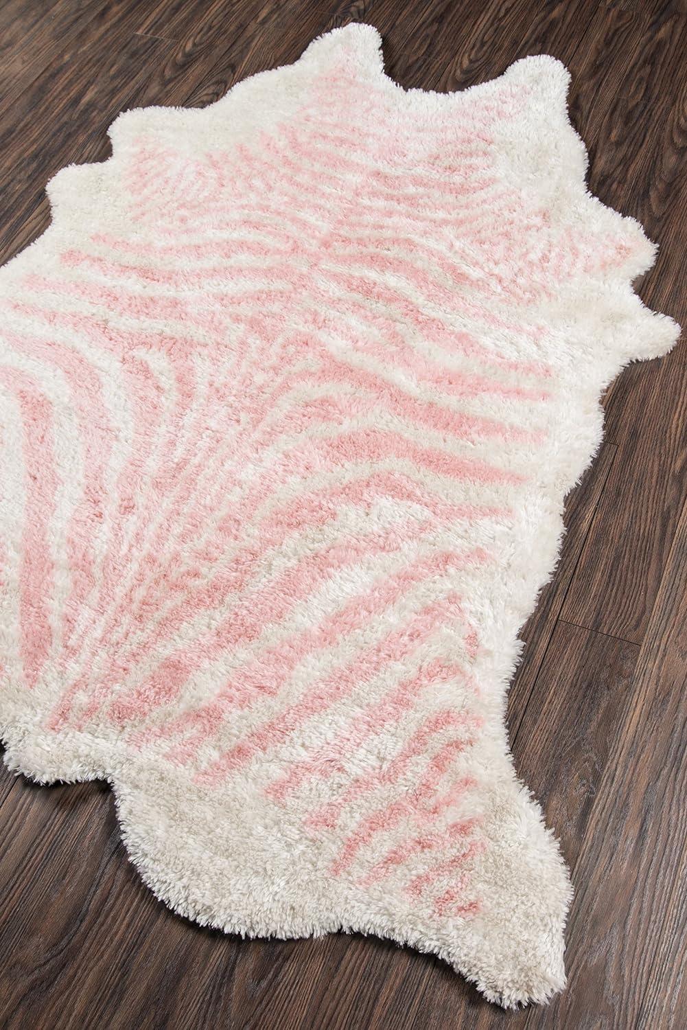 Plush Pink Zebra Stripe Hand-Tufted Area Rug, 3'6" x 5'6"