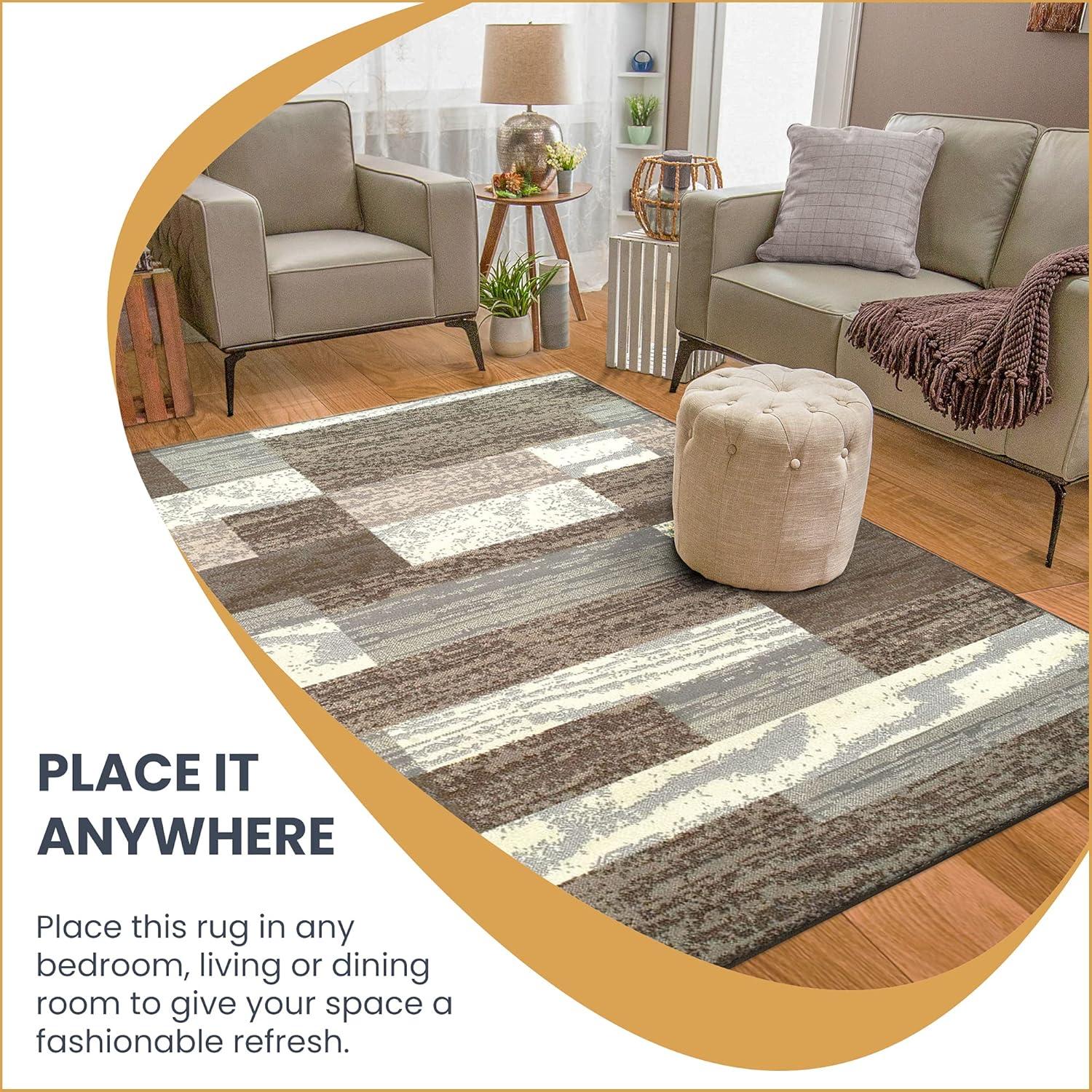 Superior Rockwood Geometric Indoor Area Rug, 5' x 8', Light Blue-Ivory