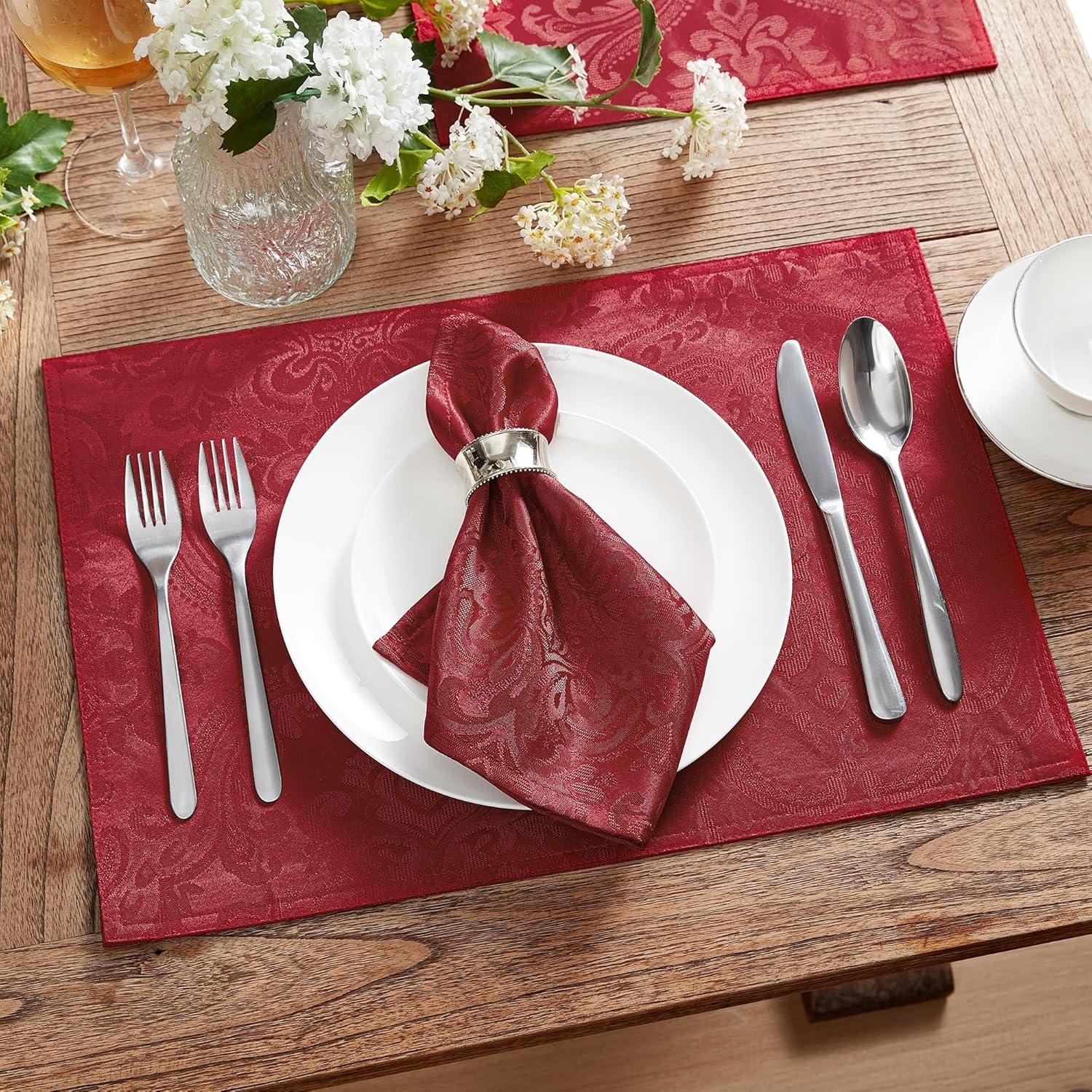 Elrene Caiden Elegance Damask Placemat, Set of 4 - 13" x 19" - Elrene Home Fashions