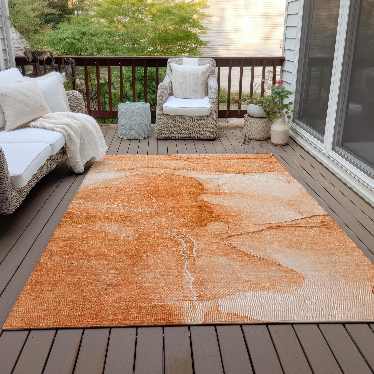 Addison Rugs Machine Washable Indoor/ Outdoor Abstract Chantille Rug Orange - 2'6" x 3'10"