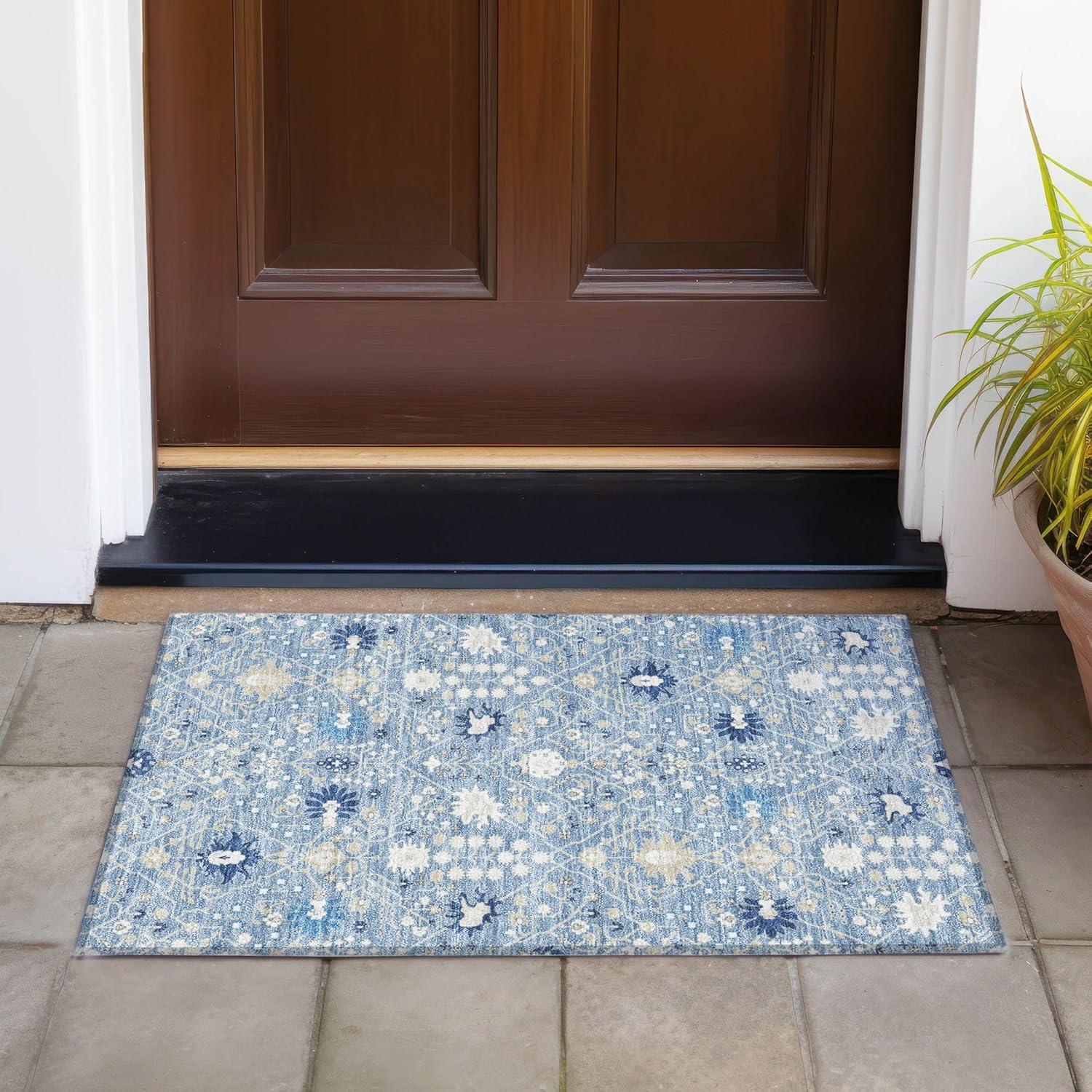 Addison Rugs Chantille ACN1009 Blue 1'8" x 2'6" Indoor Outdoor Area Rug, Easy Clean, Machine Washable, Non Shedding, Bedroom, Entry, Living Room, Dining Room, Kitchen, Patio Rug