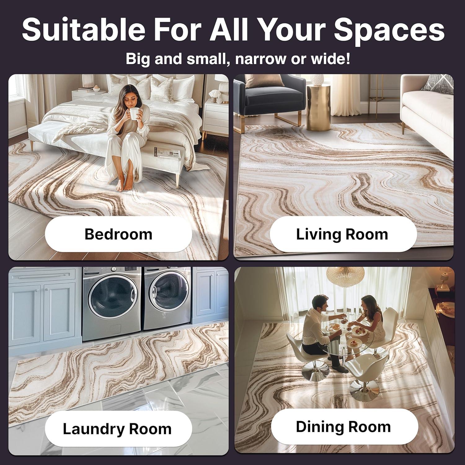 Well Woven Werrick Grey & Gold Striated Marble Pattern Rug 8x10 (7'10" x 9'10")