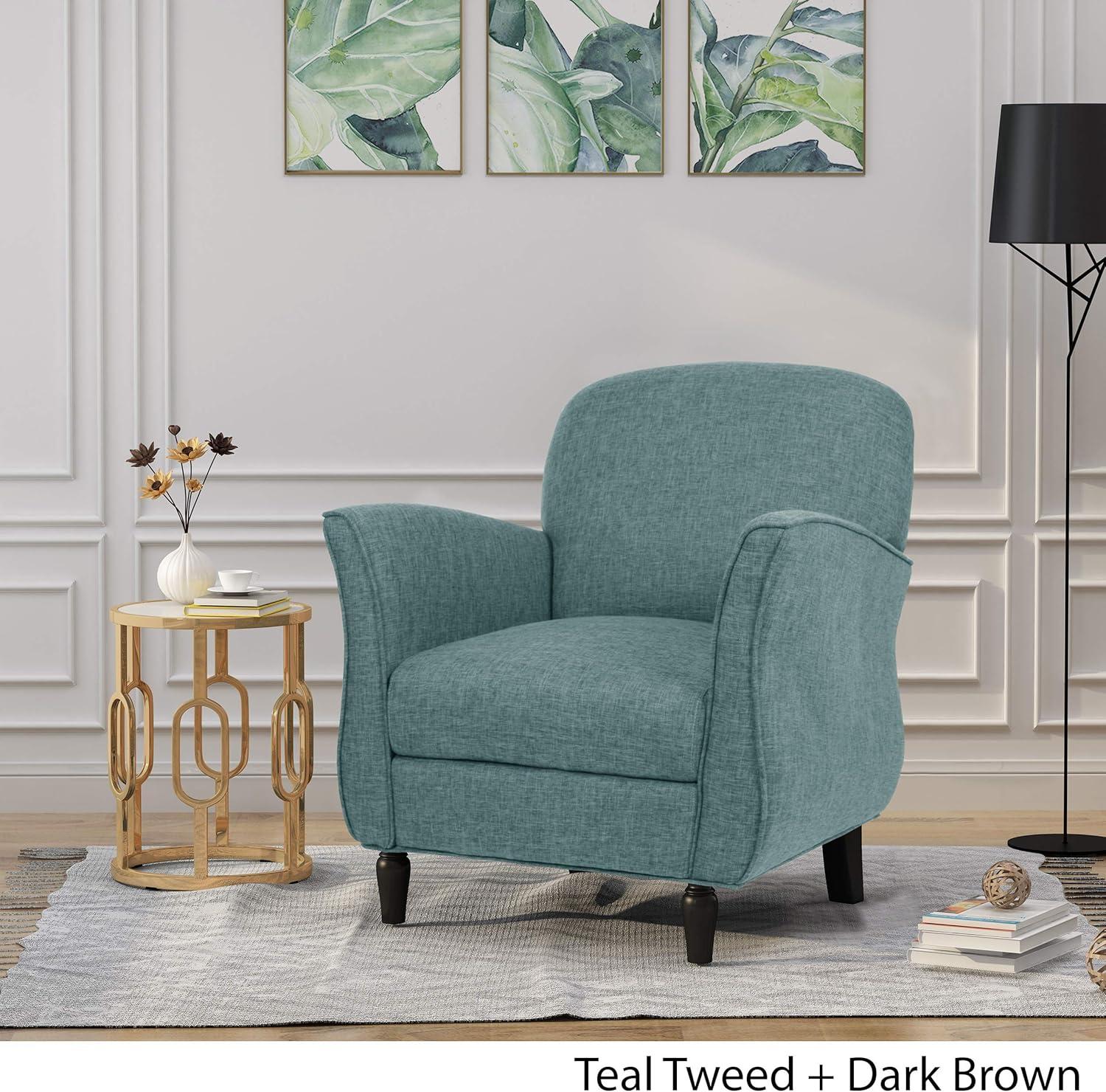 Swainson Traditional Tweed Armchair Teal: Overstuffed, Turned Legs - Christopher Knight Home