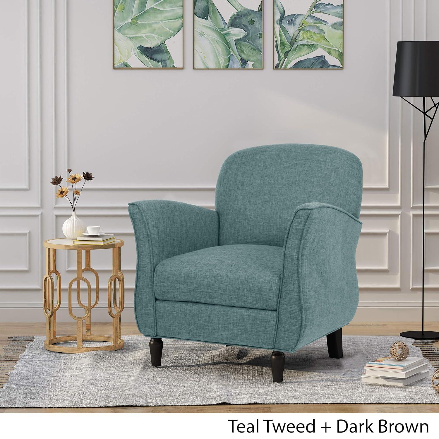 Swainson Traditional Tweed Armchair Teal: Overstuffed, Turned Legs - Christopher Knight Home