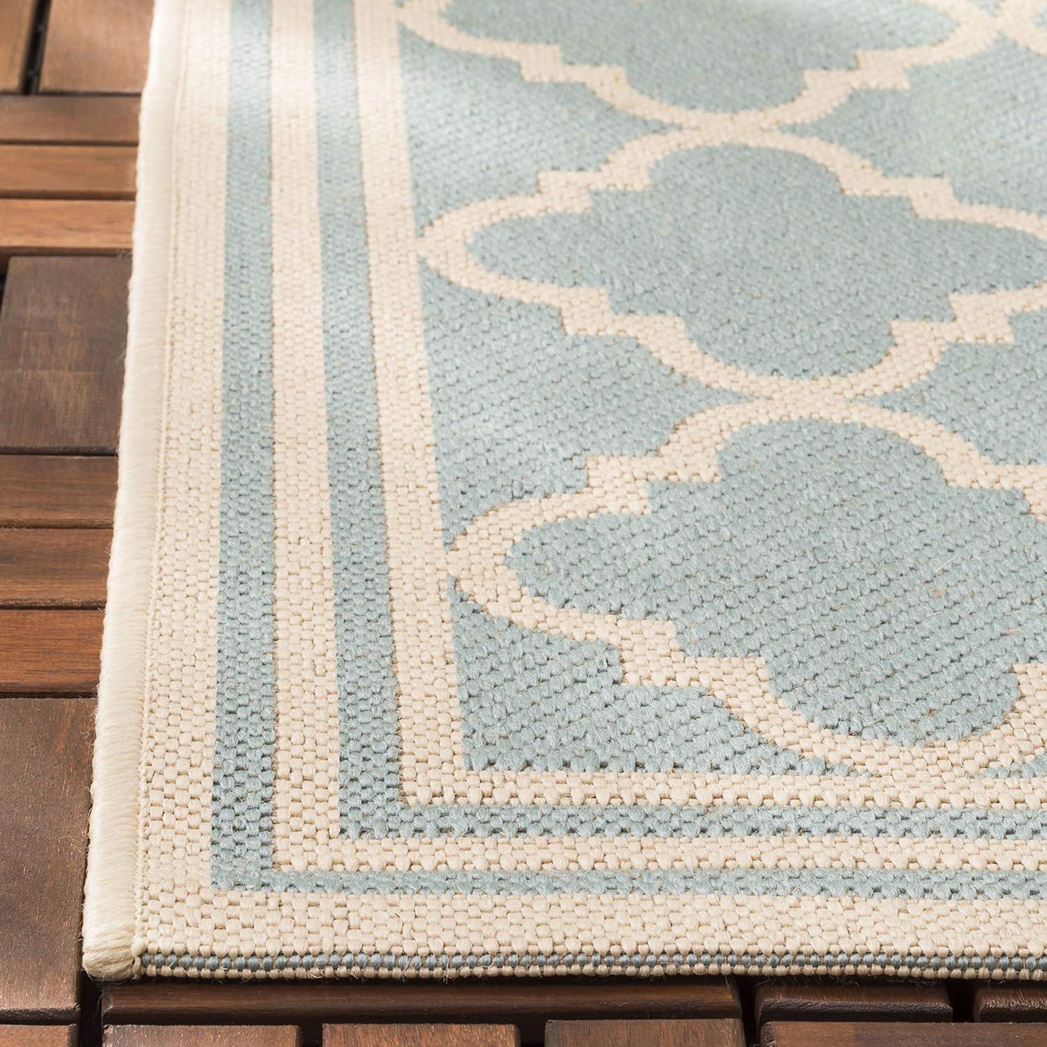 SAFAVIEH Beach House Nima Trellis Indoor/Outdoor Runner Rug Aqua/Cream, 2' x 8'