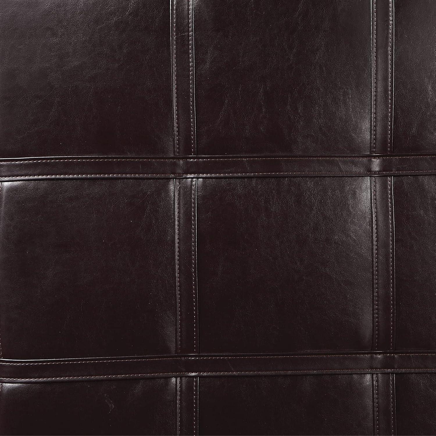 Detour Strap Square Storage Ottoman in Espresso Faux Leather