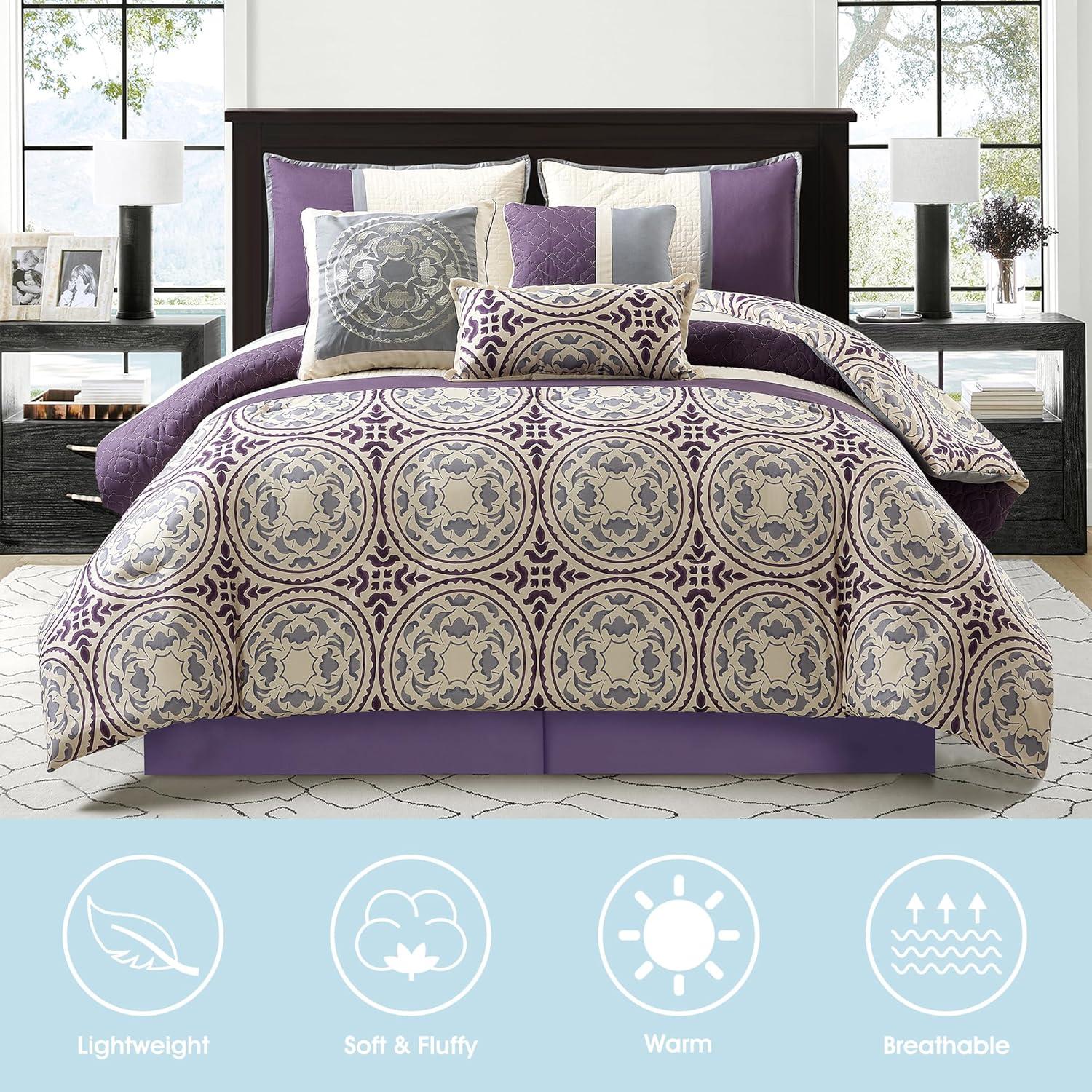 Nanshing 7pc Queen Camila Comforter Set Purple