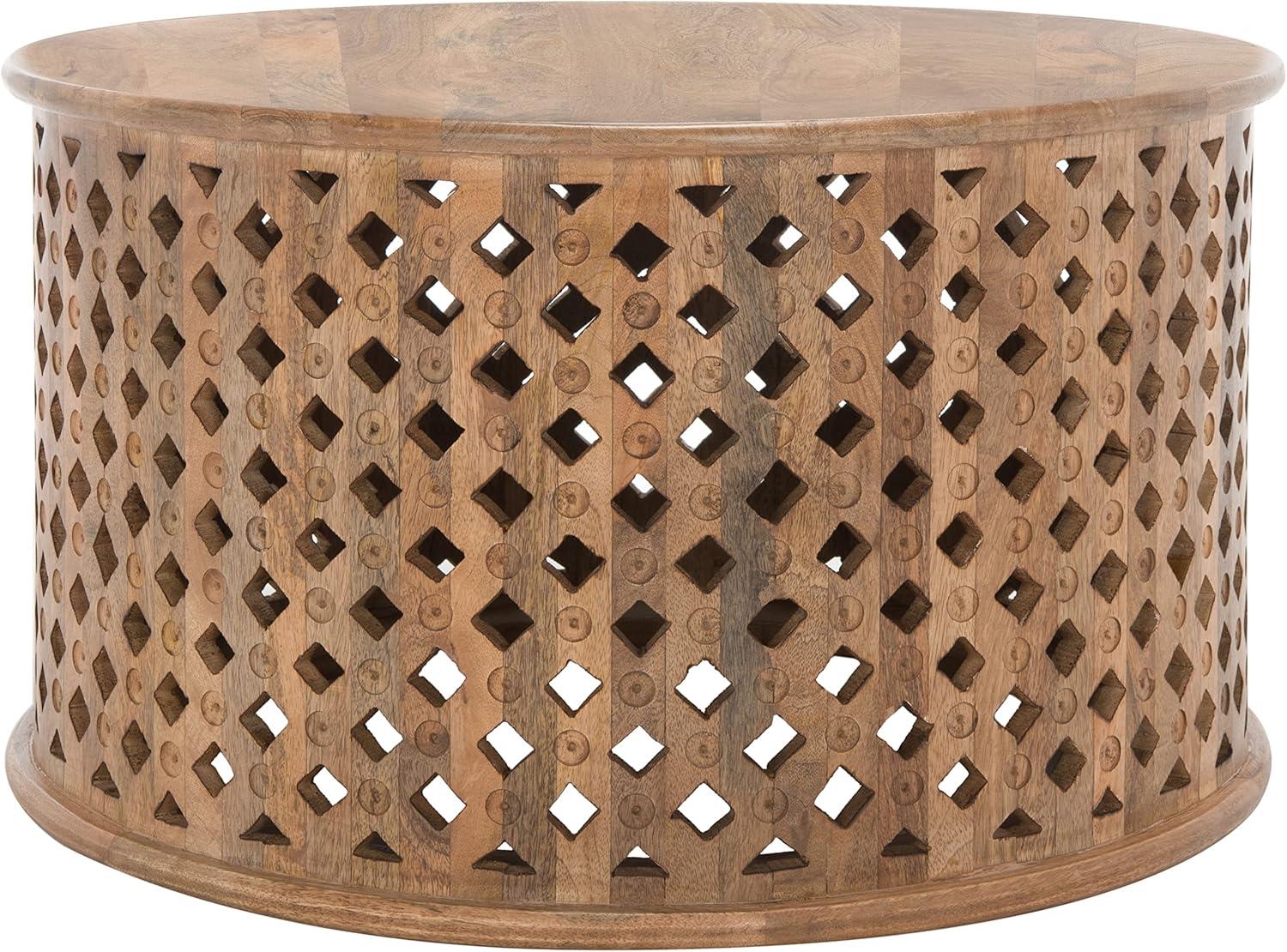 SAFAVIEH Kyrith Rustic Round Coffee Table, Burnt Natural