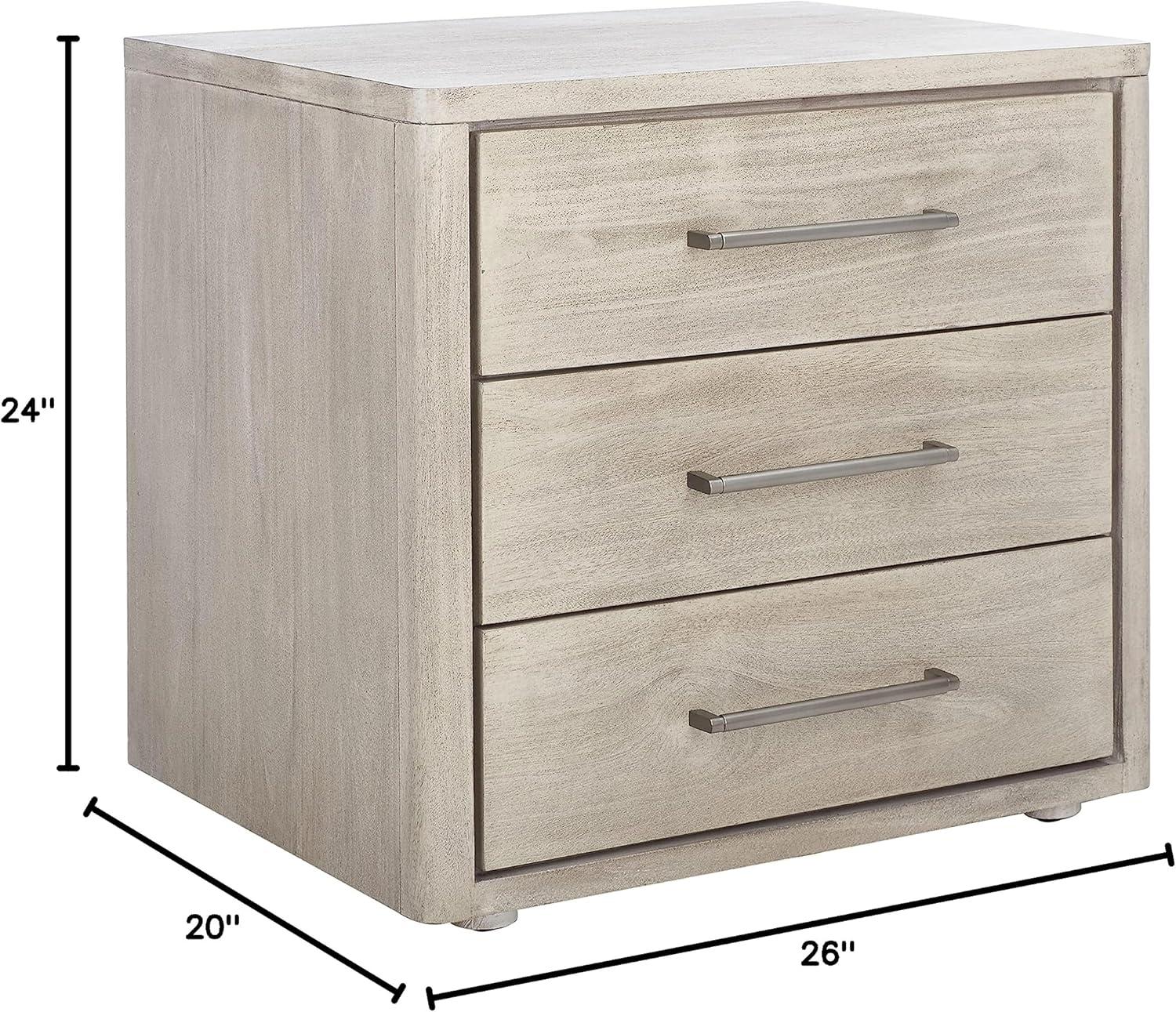 SAFAVIEH Light Grey Fully Assembled Couture Home Collection Rosey 3-Drawer Wood Nightstand