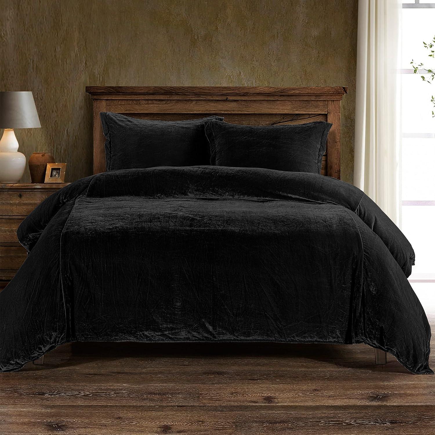 Stella Faux Silk Velvet Classic Chic Modern Rustic Romantic Western Duvet Cover Set