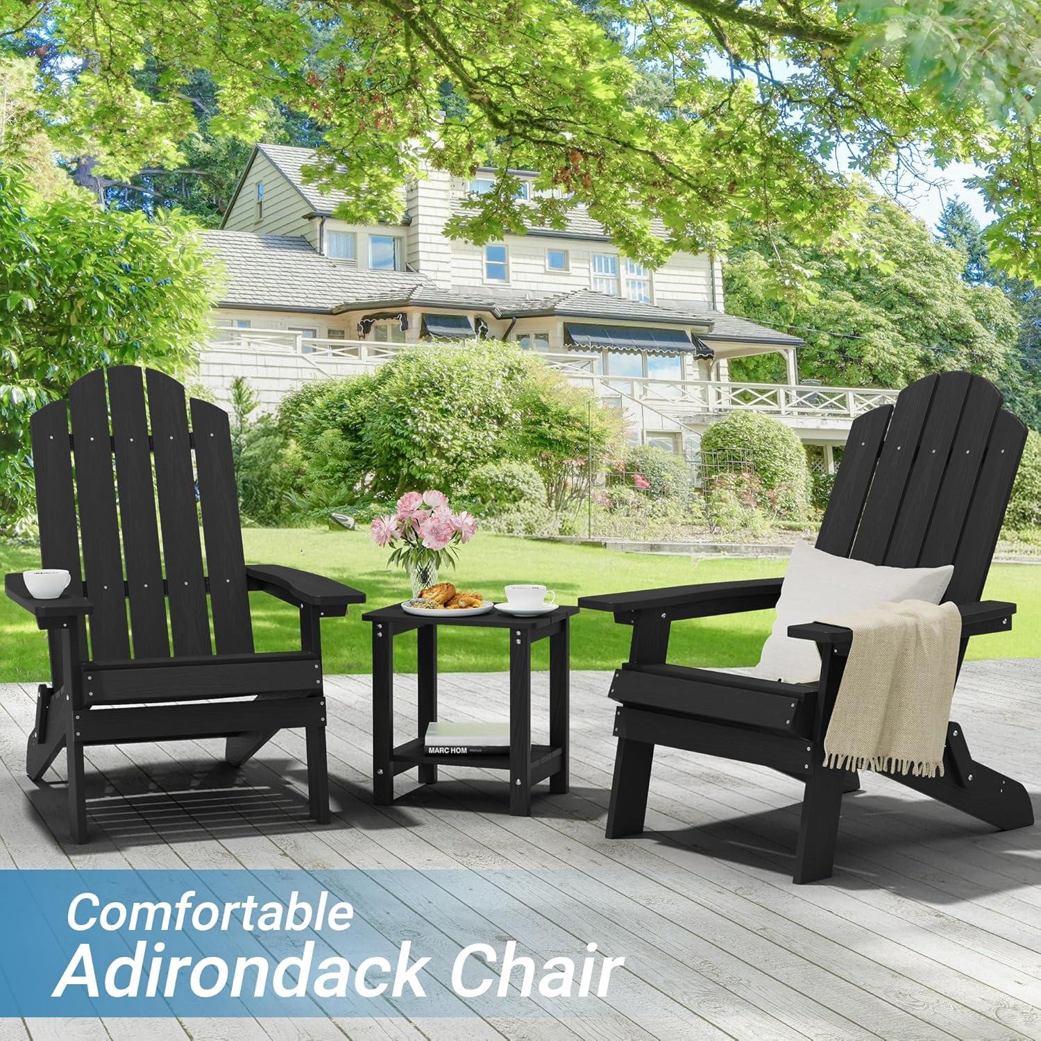 Highland Dunes Outdoor Plastic Folding Adirondack Chair For All Weather (Set Of 4) & Reviews | Wayfair