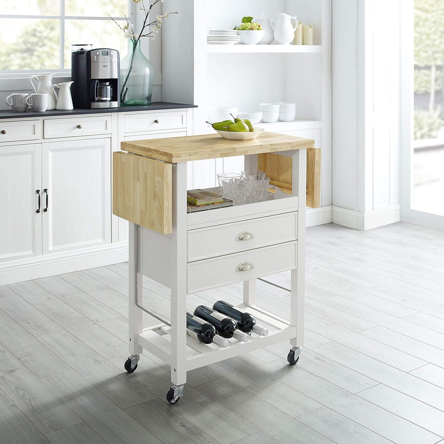 Bristol Double Drop Leaf Kitchen Cart White - Crosley