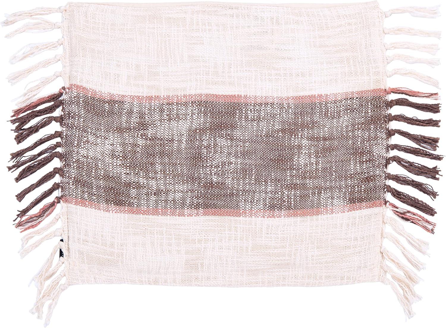 Lencia Fringed Cotton Reversible Throw Pillow