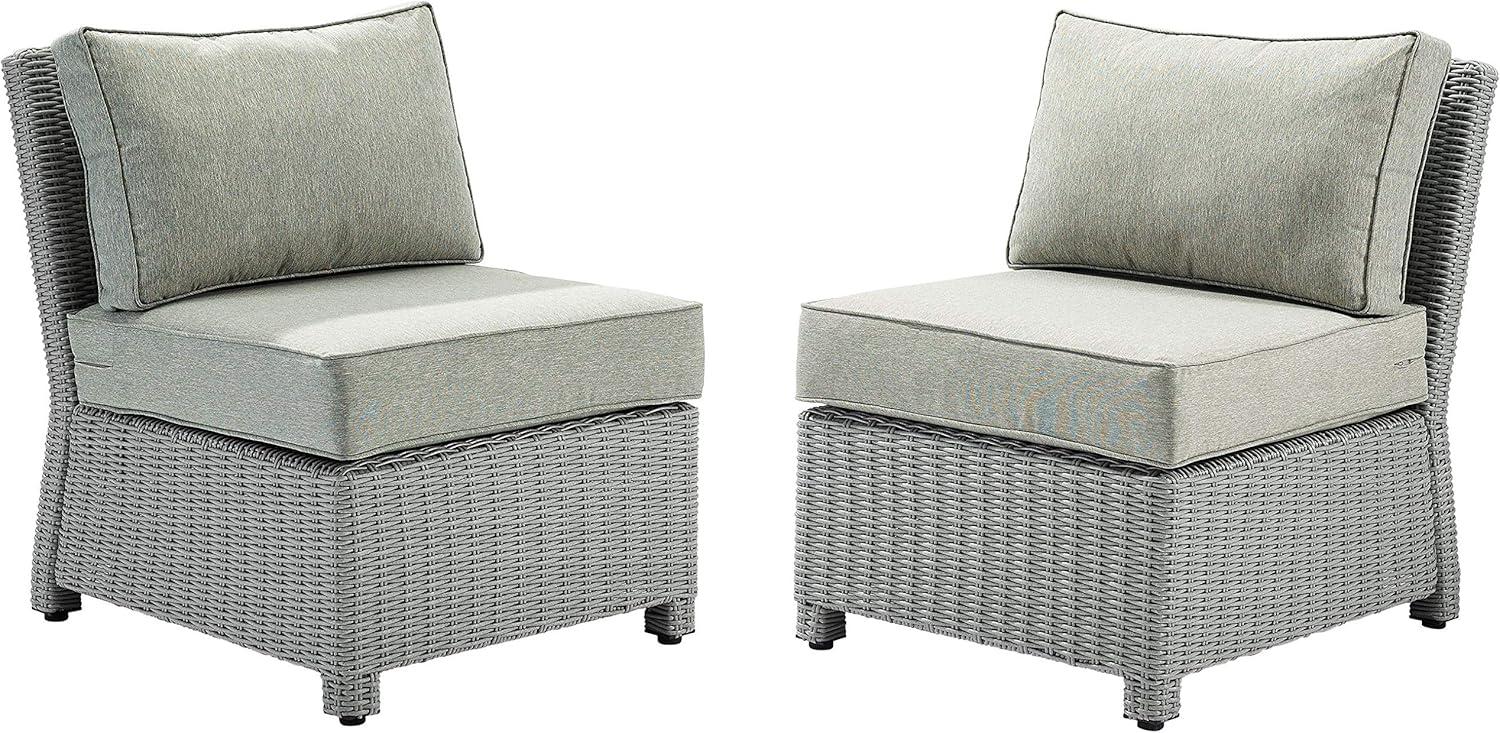 Bradenton Gray Wicker Outdoor Armless Chair Set with Cushions