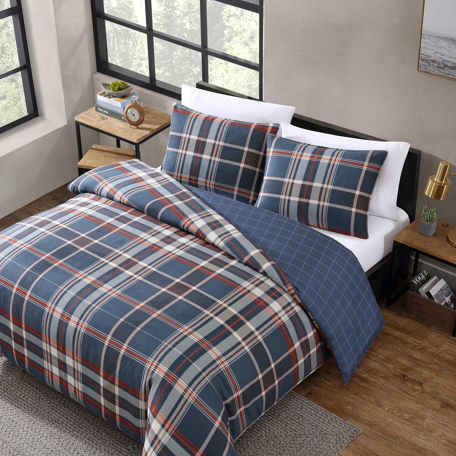 Eddie Bauer Shasta Lake Reversible Navy Duvet Cover Set