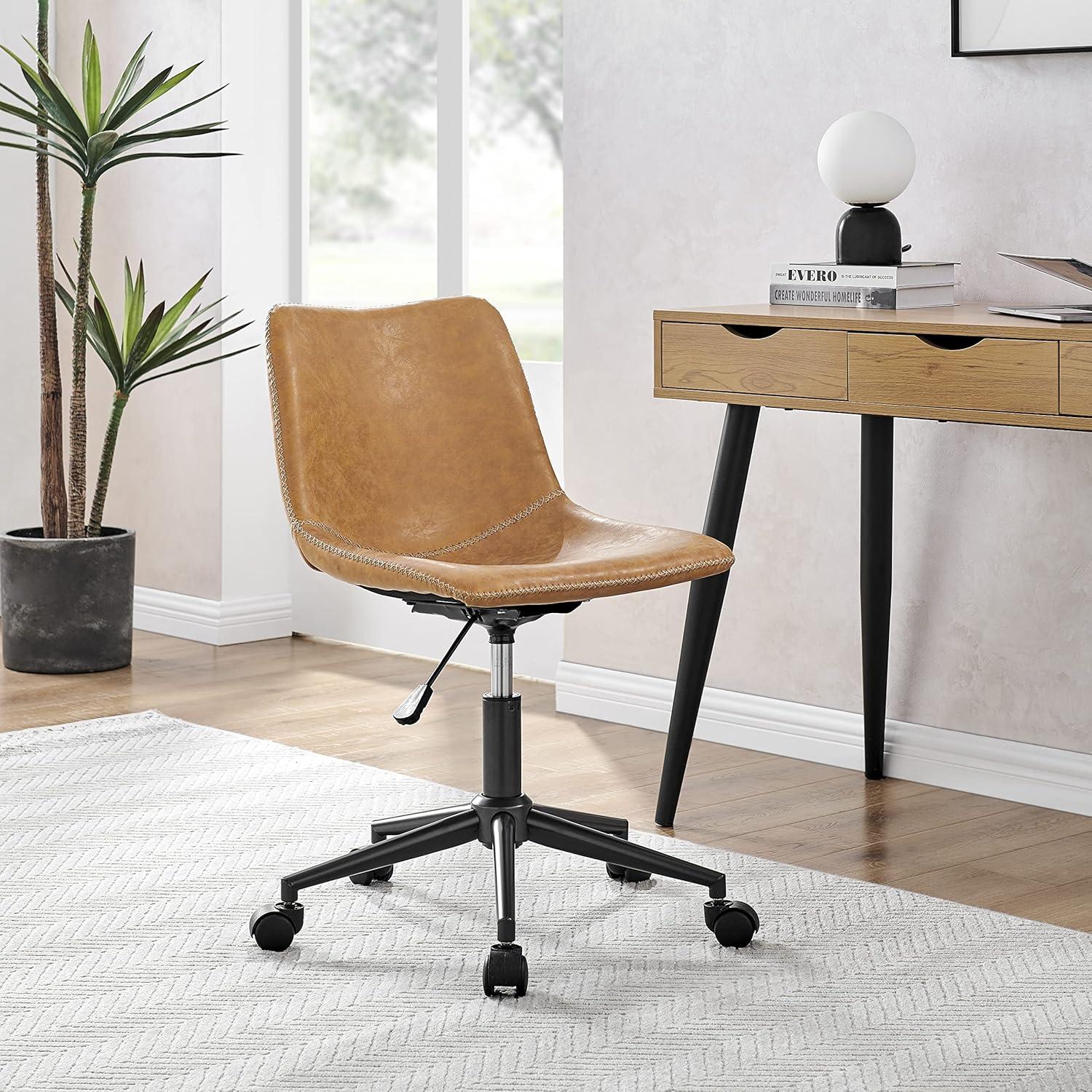 New Pacific Direct Clarke 22" PU and Plywood Swivel Office Chair in Yellow