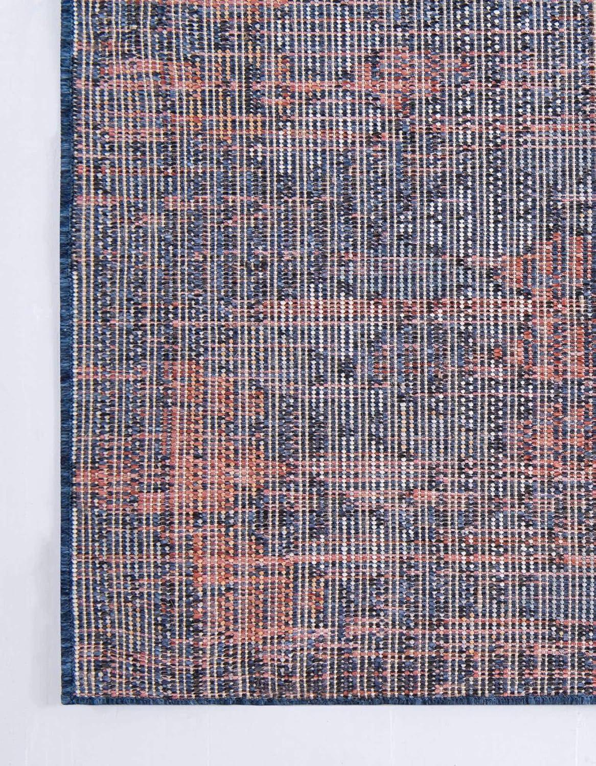 Unique Loom Morocco Collection Abstract Border, Diamond, Bohemian Area Rug, 4 ft x 6 ft, Navy Blue/Black